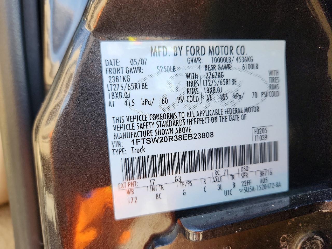 2008 Ford F250 Super Duty Gray vin: 1FTSW20R38EB23808