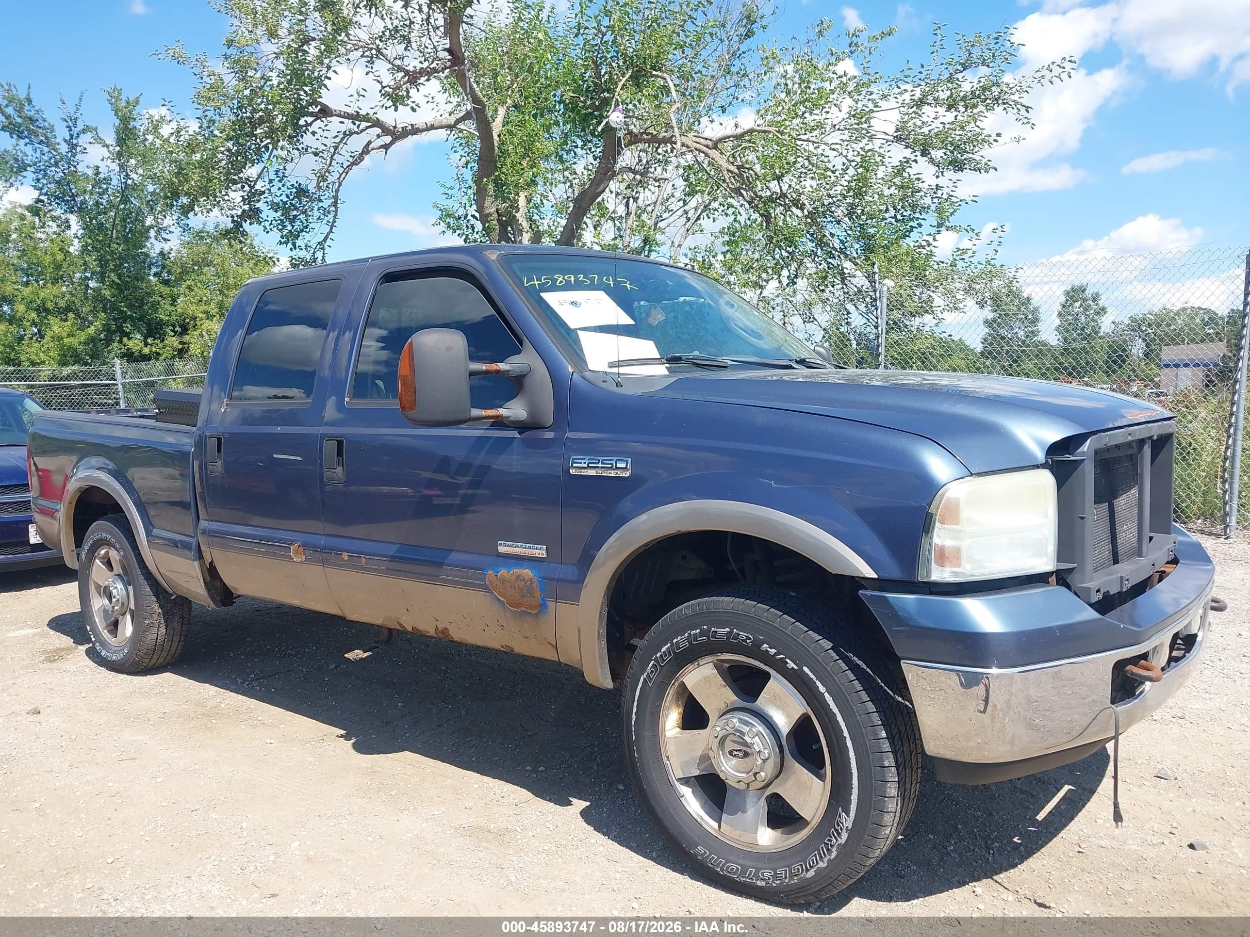 2006 Ford F-250 Lariat/xl/xlt Blue vin: 1FTSW21P06EA89000