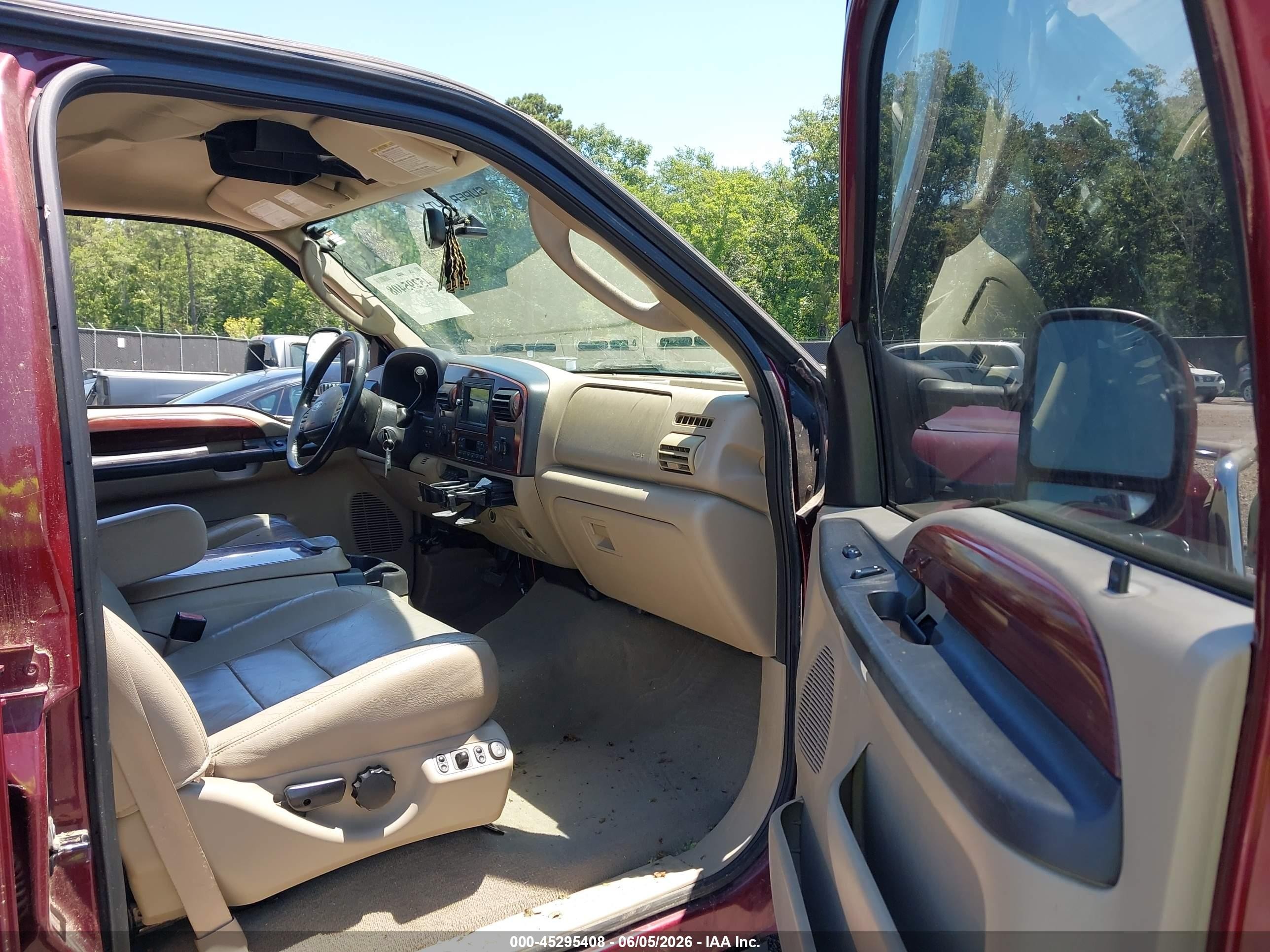 2005 Ford F-250 Lariat/xl/xlt Burgundy vin: 1FTSW21P15EA89540