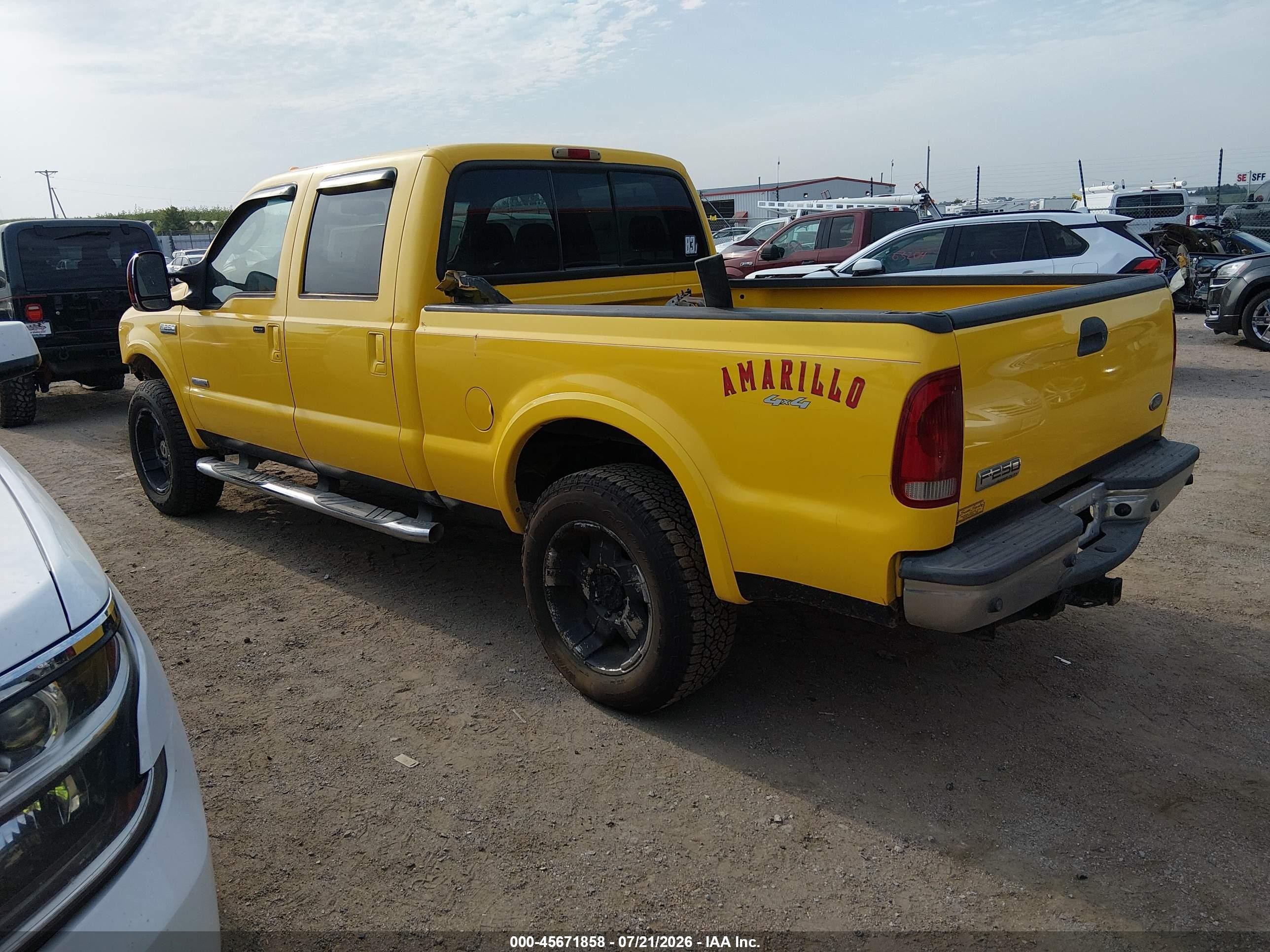 2006 Ford F-250 Lariat/xl/xlt Yellow vin: 1FTSW21P26EB23020