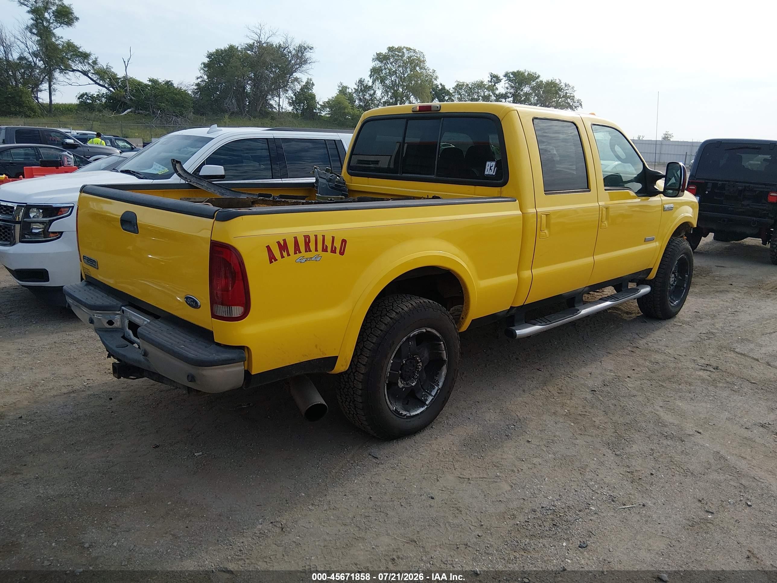 2006 Ford F-250 Lariat/xl/xlt Yellow vin: 1FTSW21P26EB23020
