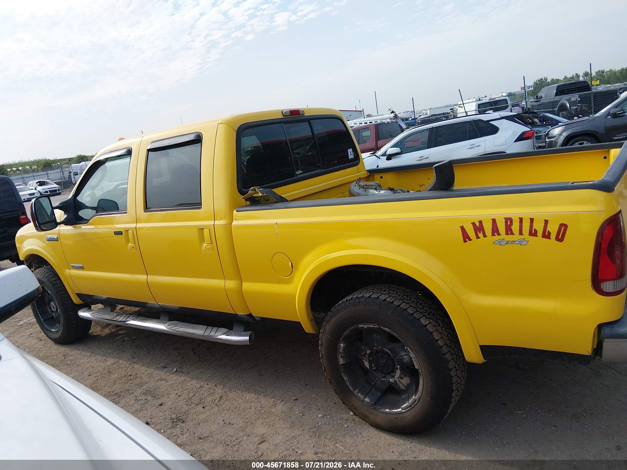 2006 Ford F-250 Lariat/xl/xlt Yellow vin: 1FTSW21P26EB23020
