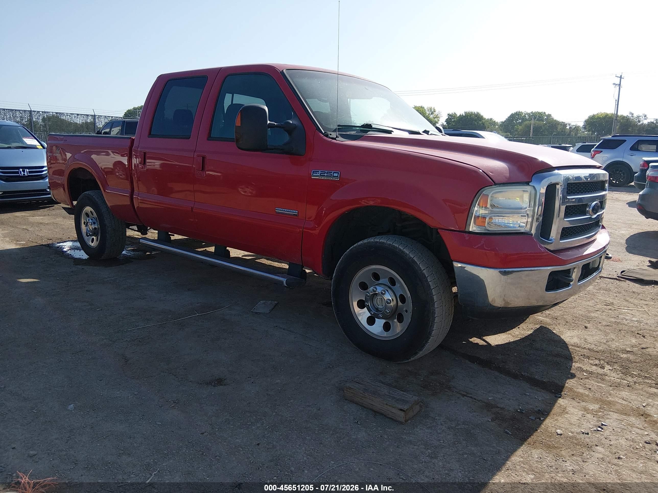 2005 Ford F-250 Lariat/xl/xlt Red vin: 1FTSW21P35EB68417