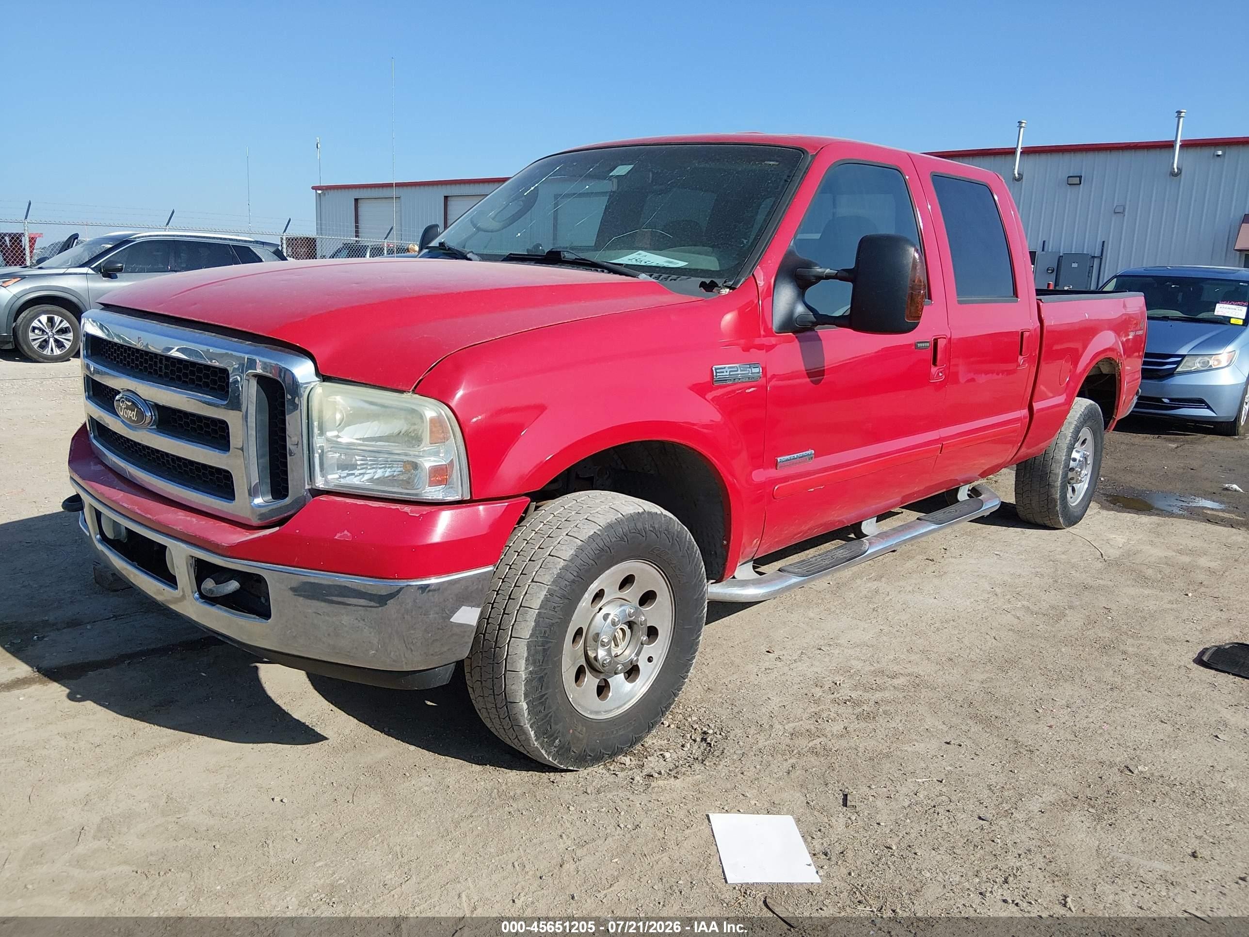 2005 Ford F-250 Lariat/xl/xlt Red vin: 1FTSW21P35EB68417