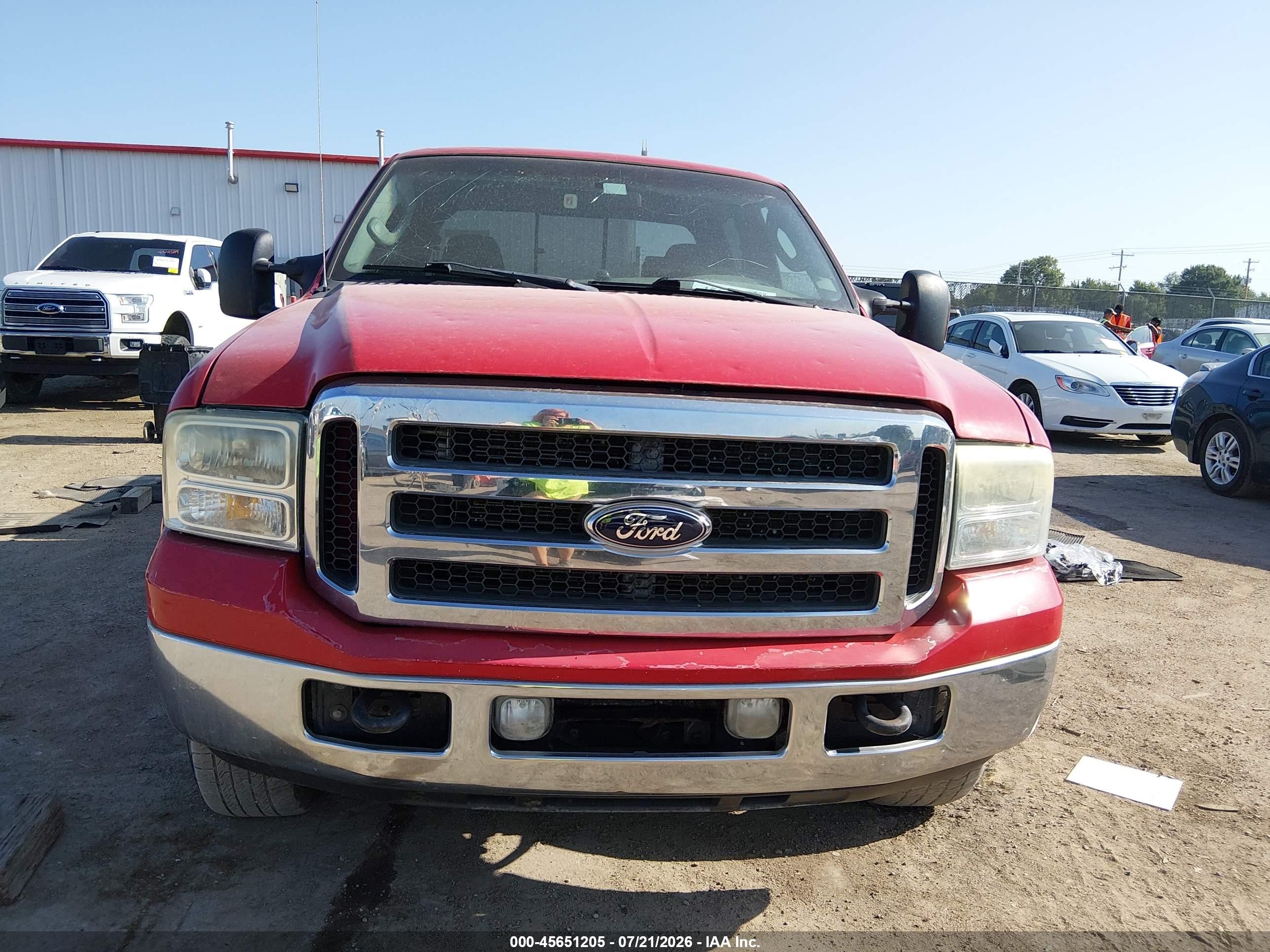 2005 Ford F-250 Lariat/xl/xlt Red vin: 1FTSW21P35EB68417