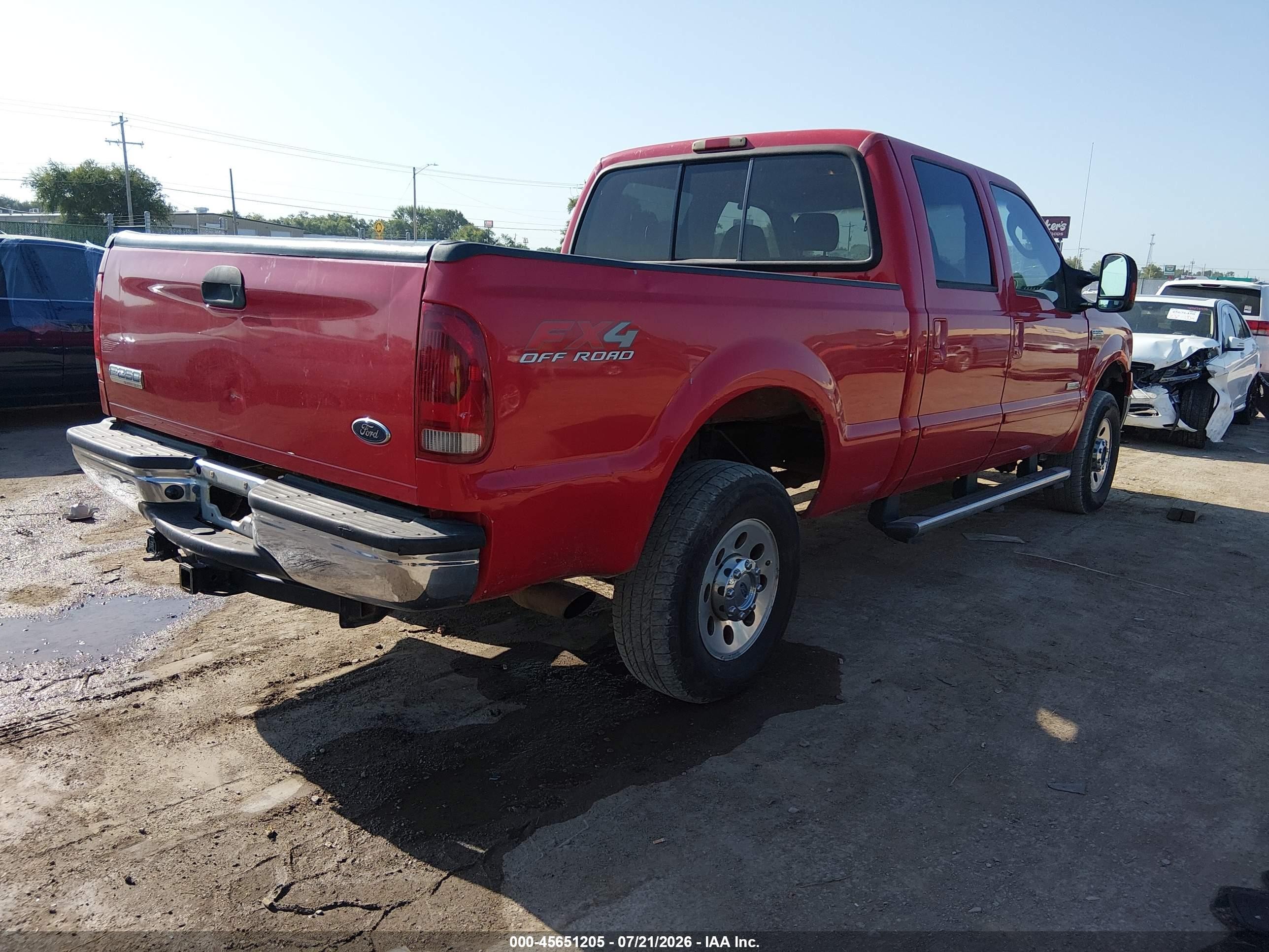 2005 Ford F-250 Lariat/xl/xlt Red vin: 1FTSW21P35EB68417