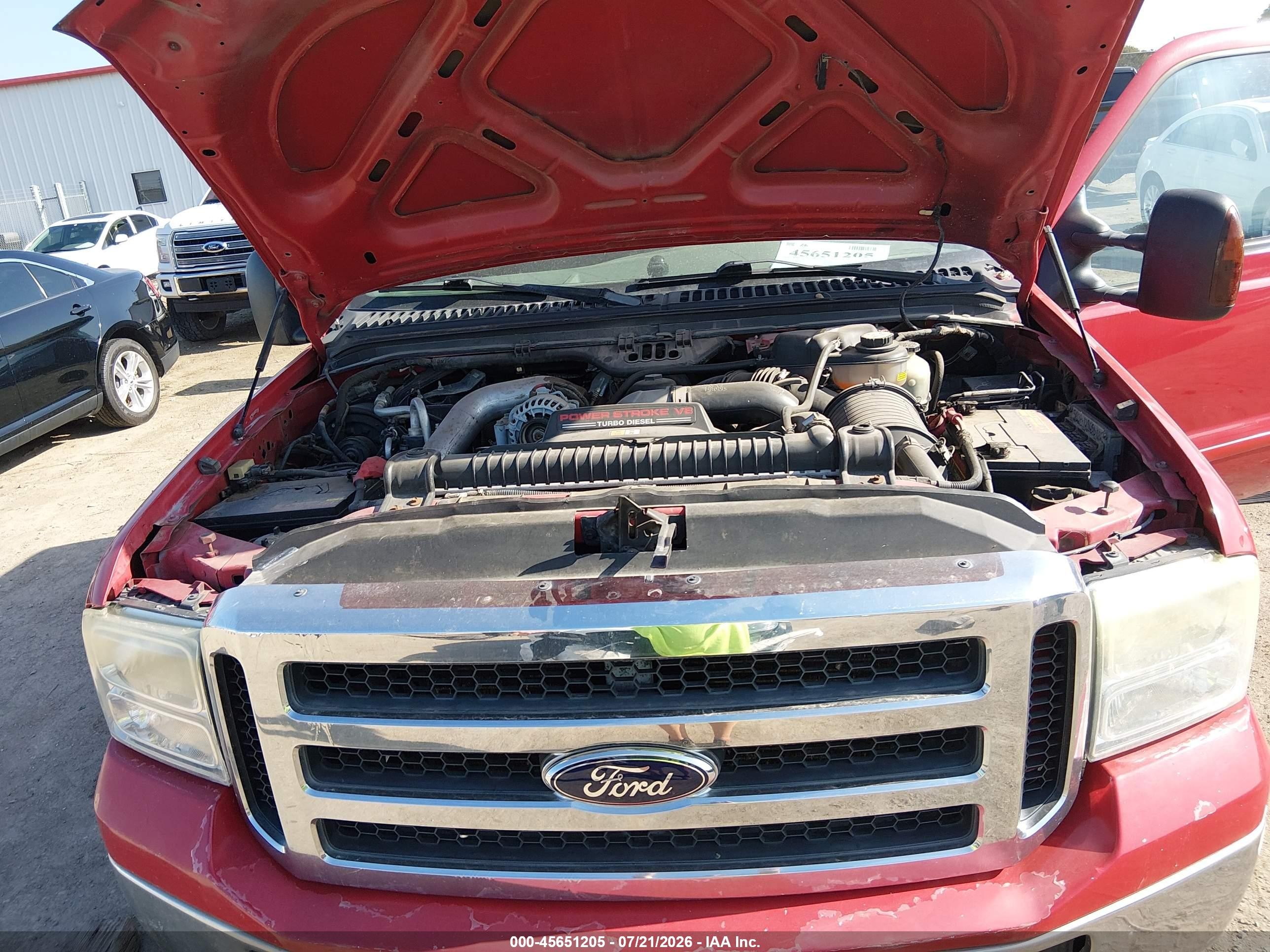 2005 Ford F-250 Lariat/xl/xlt Red vin: 1FTSW21P35EB68417