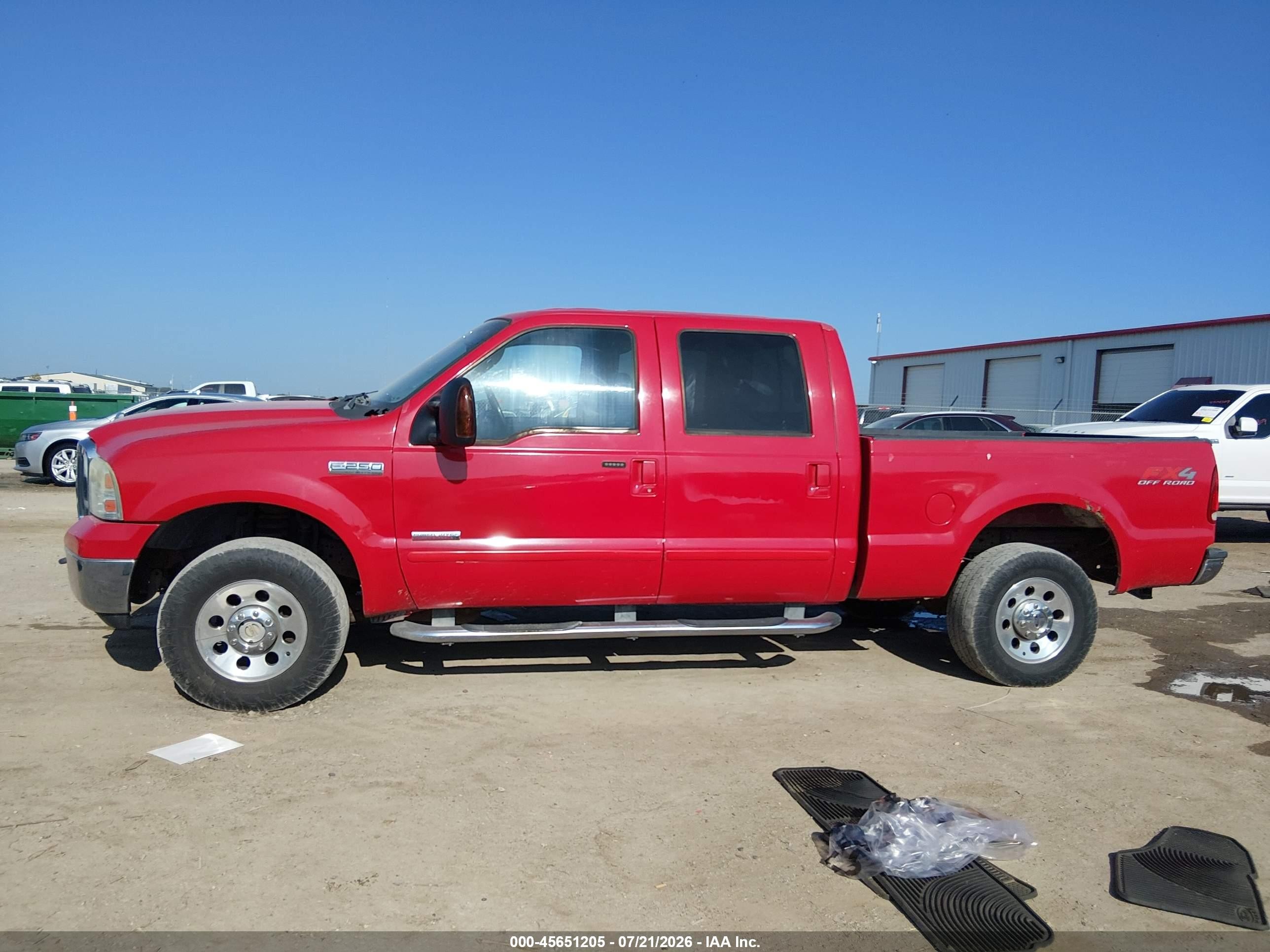 2005 Ford F-250 Lariat/xl/xlt Red vin: 1FTSW21P35EB68417
