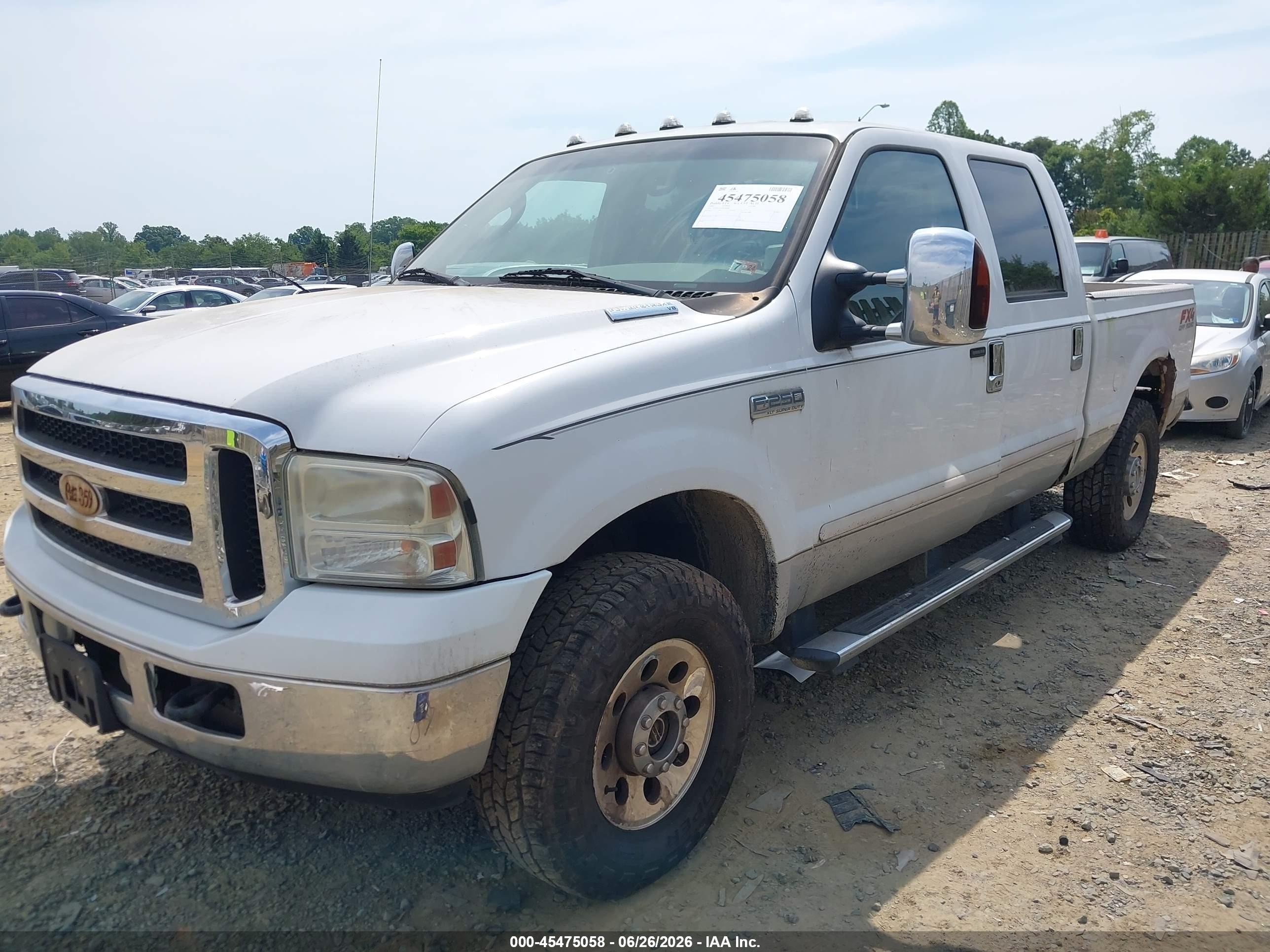 2005 Ford F-250 Lariat/xl/xlt White vin: 1FTSW21P45EB89843
