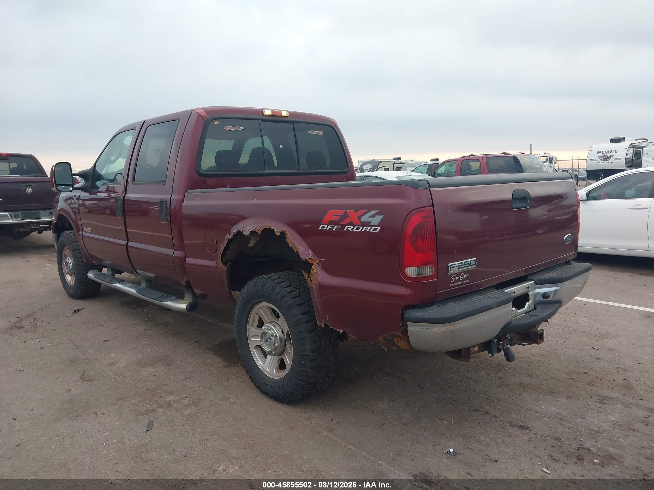 2007 Ford F-250 Lariat/xl/xlt Maroon vin: 1FTSW21P47EB02350