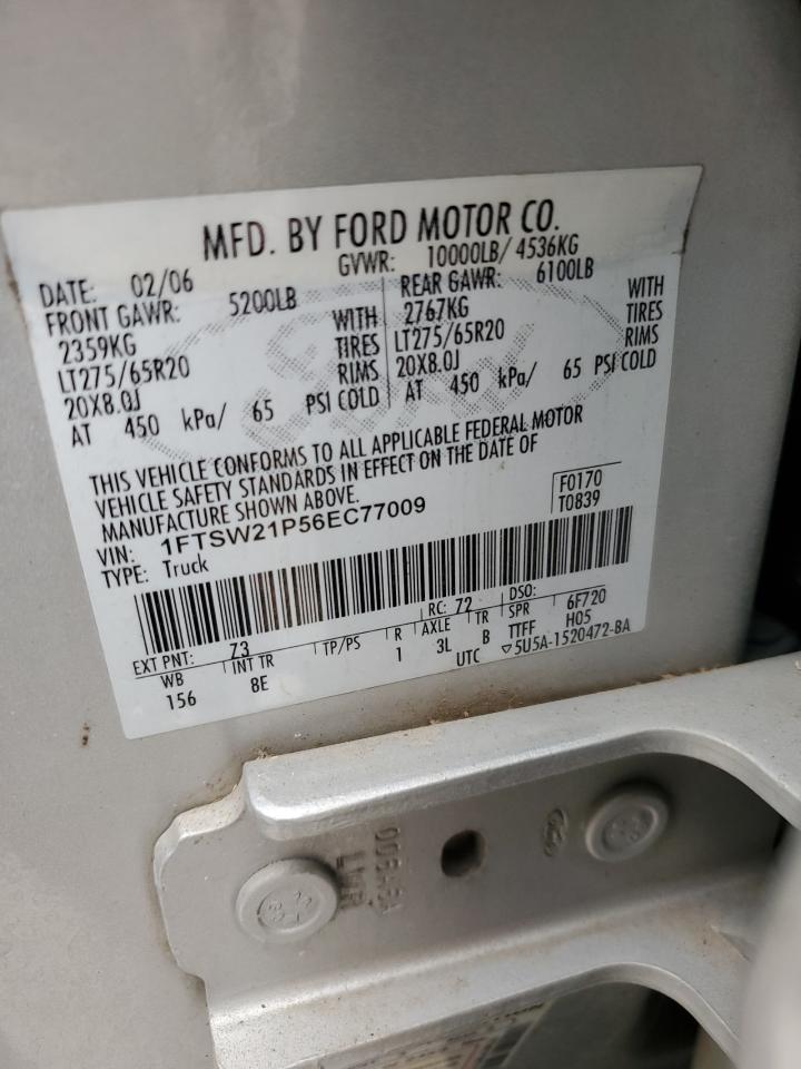 2006 Ford F250 Super Duty Silver vin: 1FTSW21P56EC77009