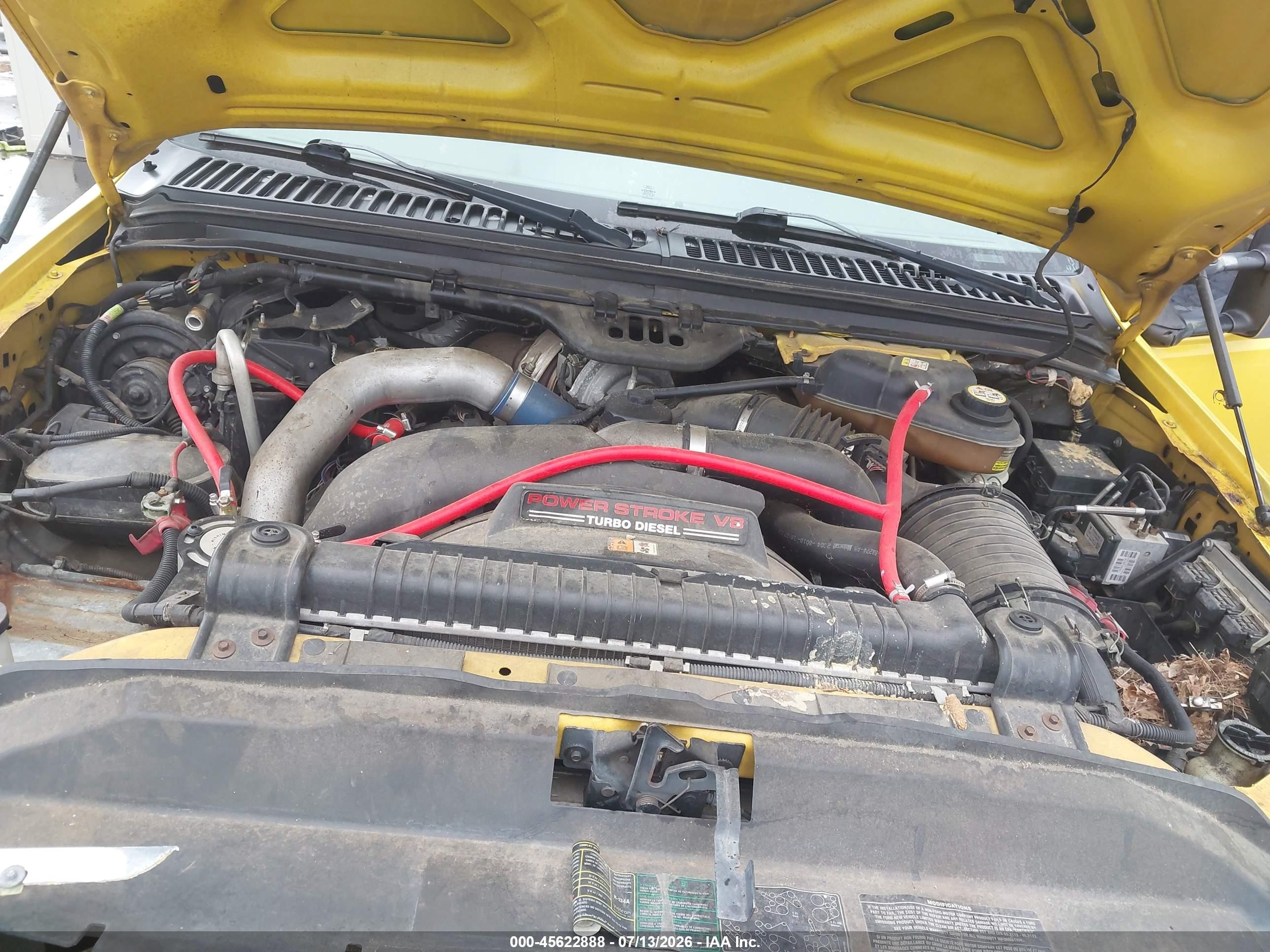 2005 Ford F-250 Lariat/xl/xlt Yellow vin: 1FTSW21P65EB19308