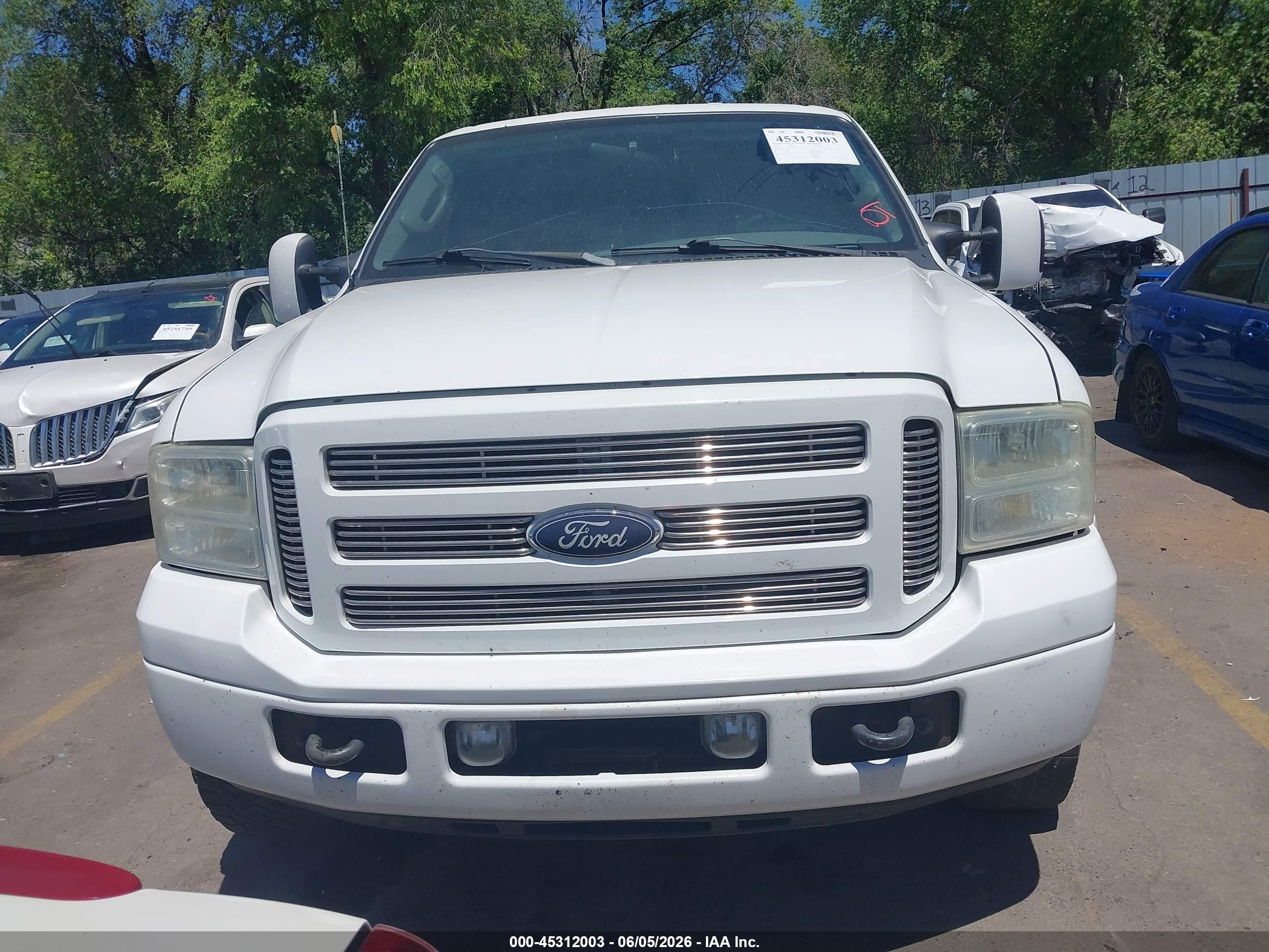 2006 Ford F-250 Lariat/xl/xlt White vin: 1FTSW21PX6EB20592