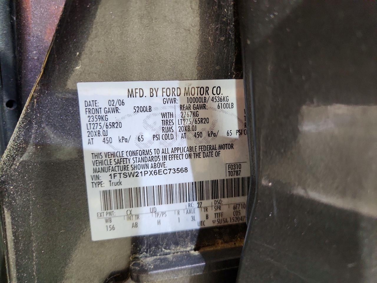2006 Ford F250 Super Duty Gray vin: 1FTSW21PX6EC73568