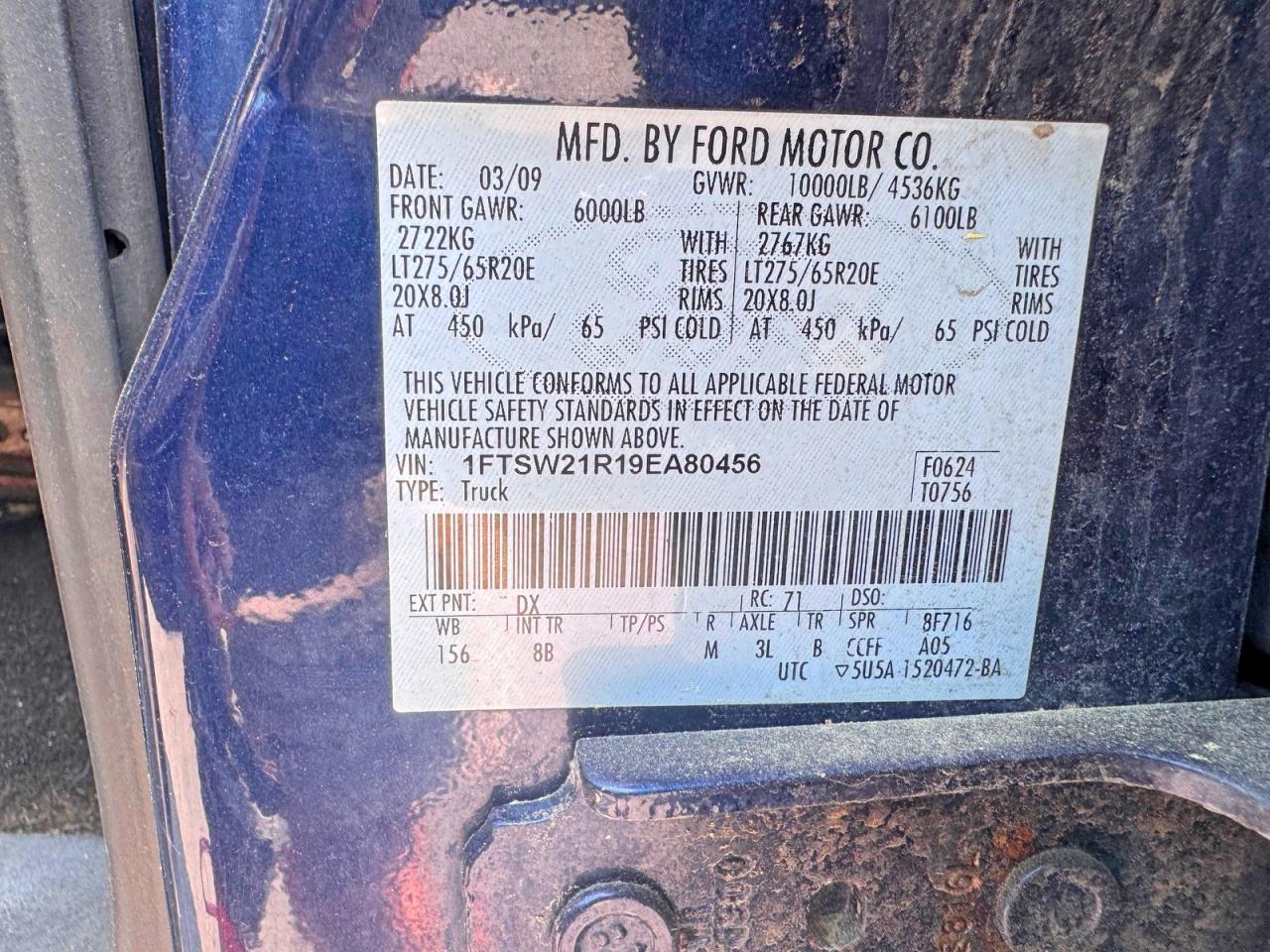2009 Ford F250 Super Duty Black vin: 1FTSW21R19EA80456