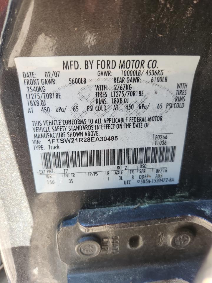 2008 Ford F250 Super Duty Серый vin: 1FTSW21R28EA30485