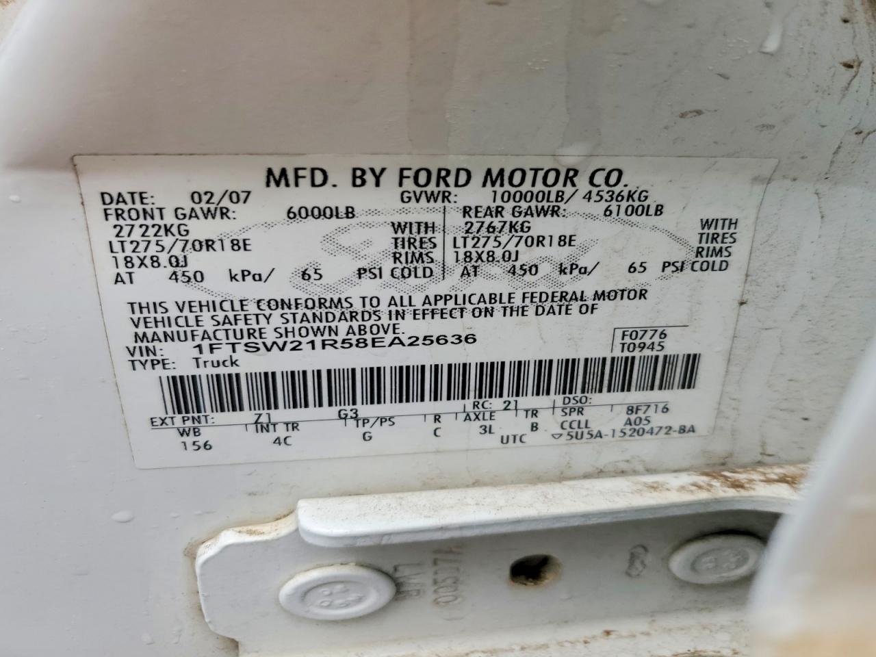 2008 Ford F250 Super Duty Two Tone vin: 1FTSW21R58EA25636