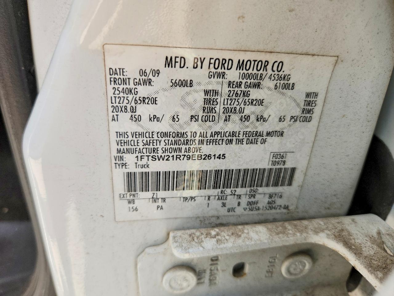 2009 Ford F250 Super Duty White vin: 1FTSW21R79EB26145