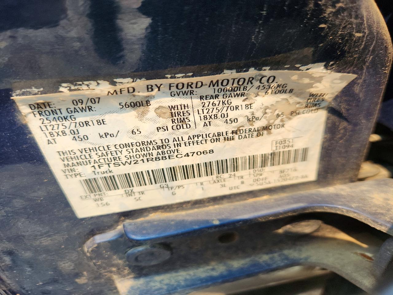2008 Ford F250 Super Duty Blue vin: 1FTSW21R88EC47068