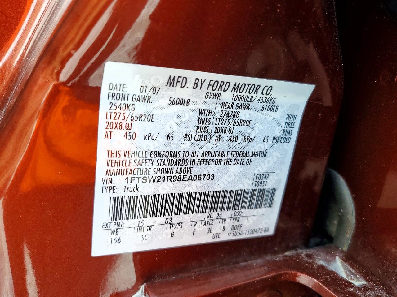 2008 Ford F250 Super Duty Maroon vin: 1FTSW21R98EA06703