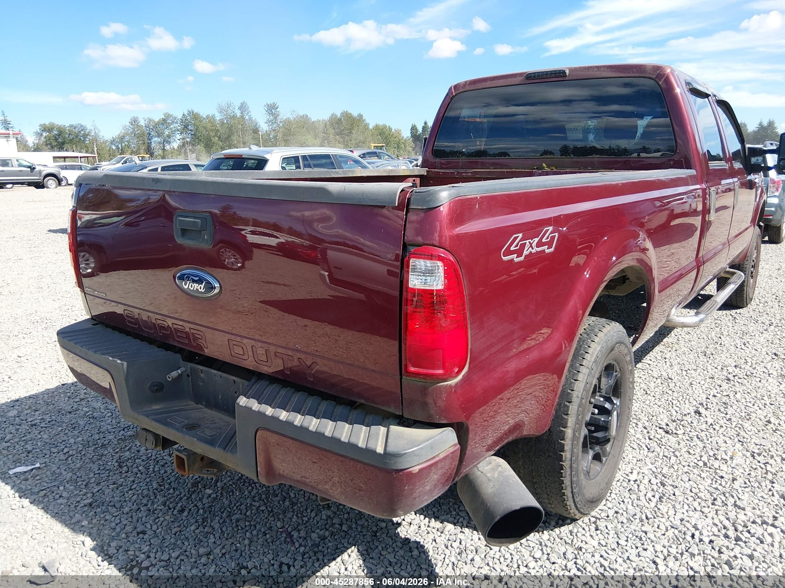 2008 Ford F-250 Fx4/harley-davidson/king Ranch/lariat/xl/xlt Темно-бордовый vin: 1FTSW21R98ED43937