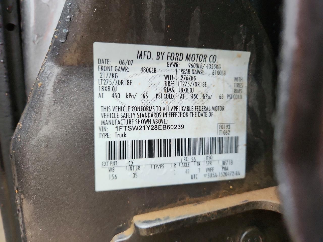 2008 Ford F250 Super Duty Gray vin: 1FTSW21Y28EB60239