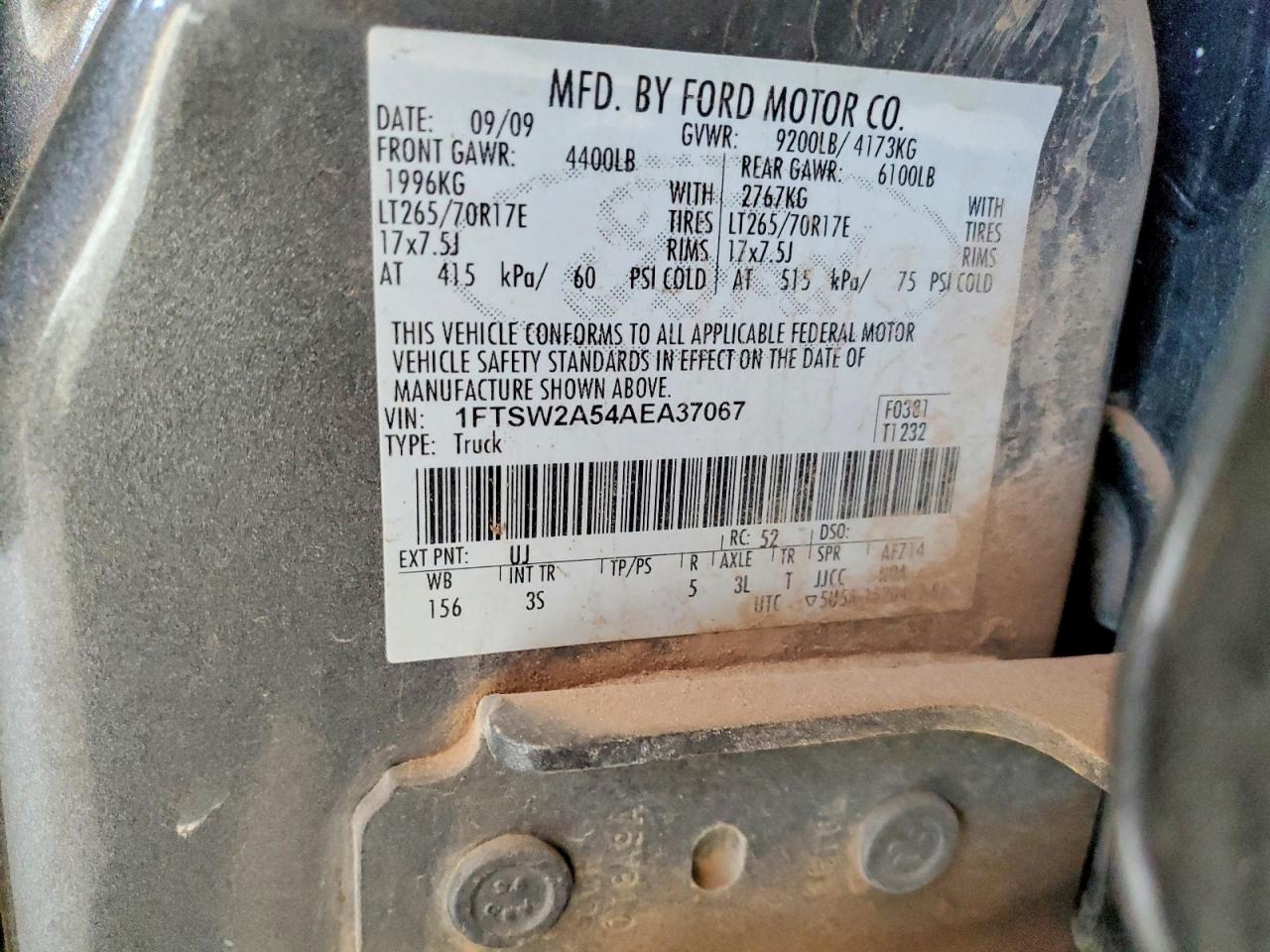 2010 Ford F250 Super Duty Gray vin: 1FTSW2A54AEA37067