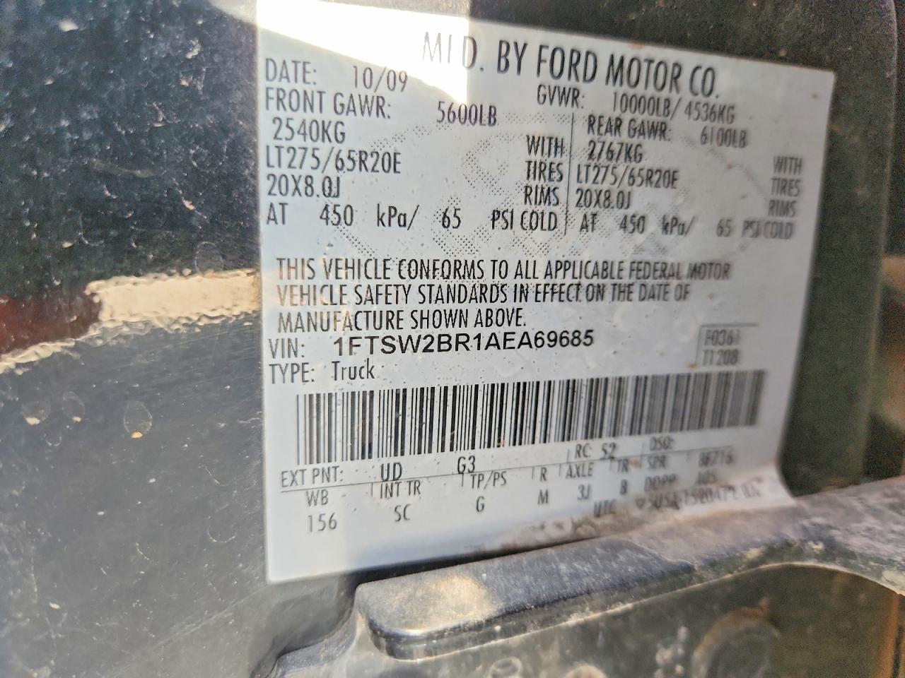 2010 Ford F250 Super Duty Black vin: 1FTSW2BR1AEA69685