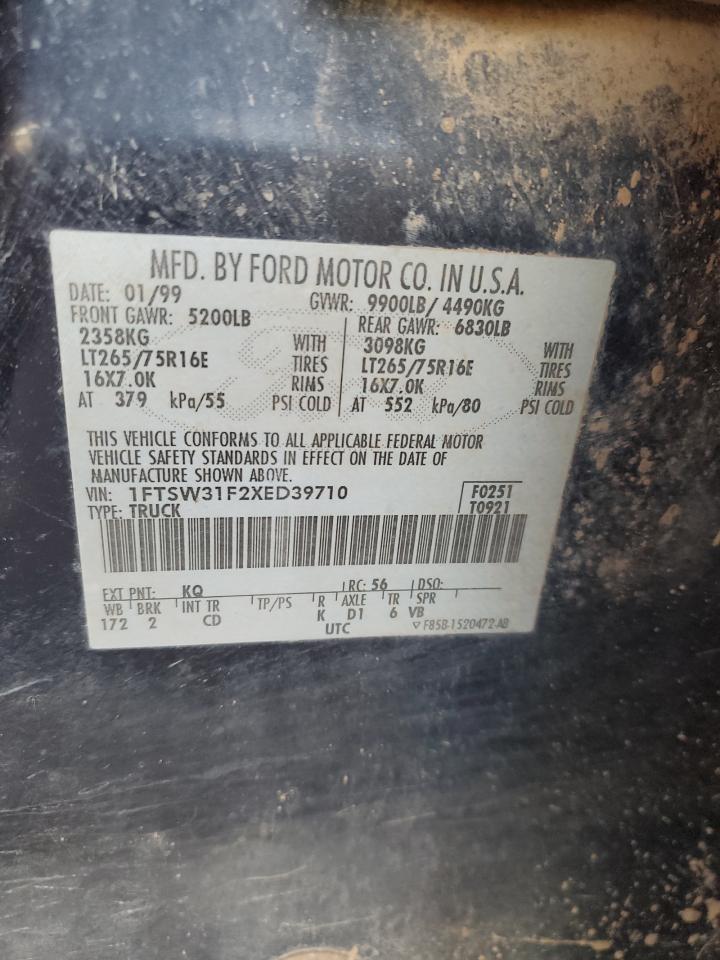 1999 Ford F350 Srw Super Duty Charcoal vin: 1FTSW31F2XED39710
