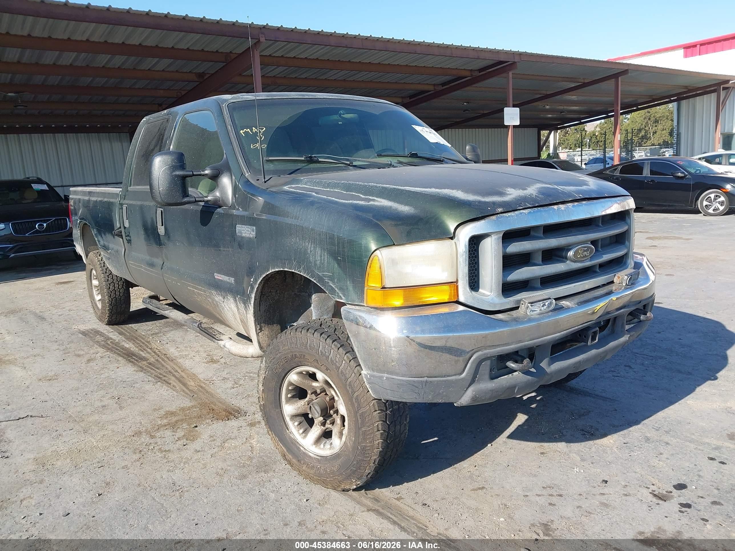 2000 Ford F-350 Lariat/xl/xlt Green vin: 1FTSW31F4YED16205