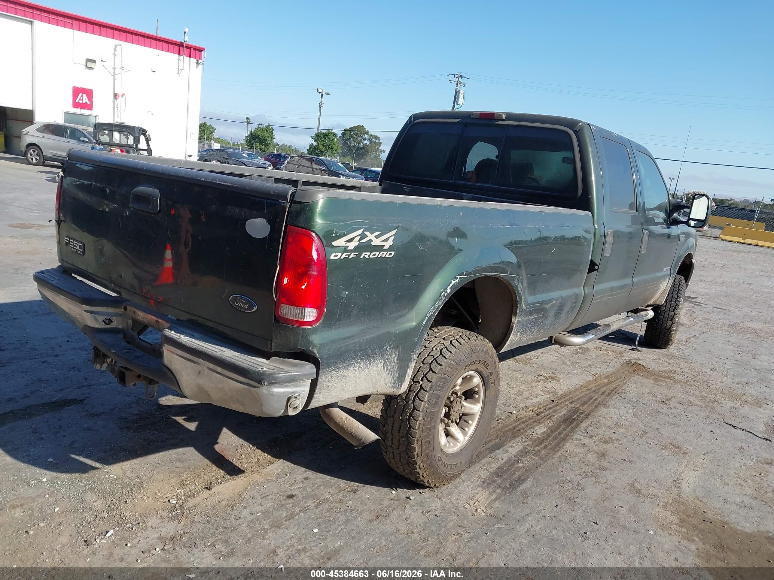 2000 Ford F-350 Lariat/xl/xlt Green vin: 1FTSW31F4YED16205