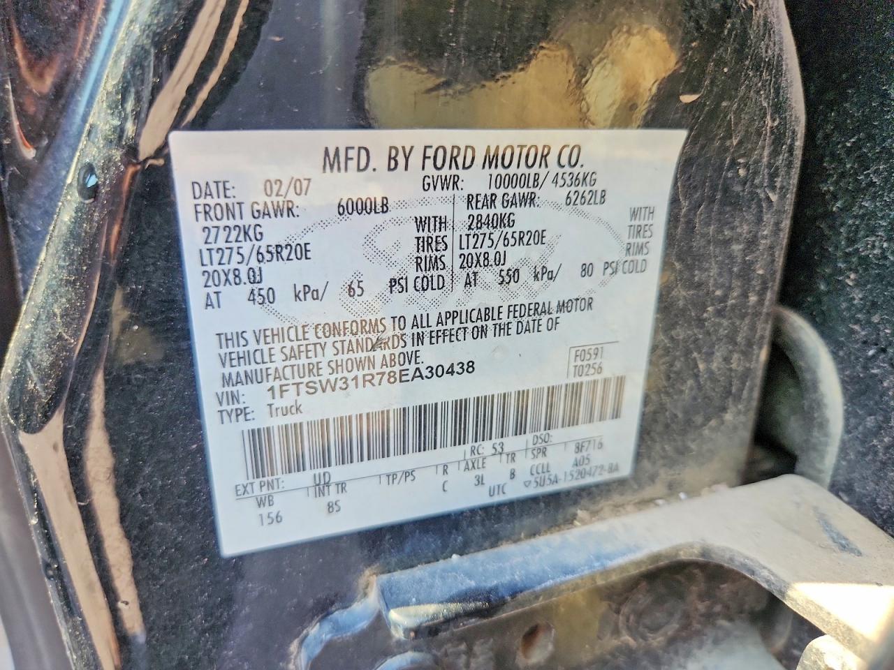 2008 Ford F350 Srw Super Duty Black vin: 1FTSW31R78EA30438