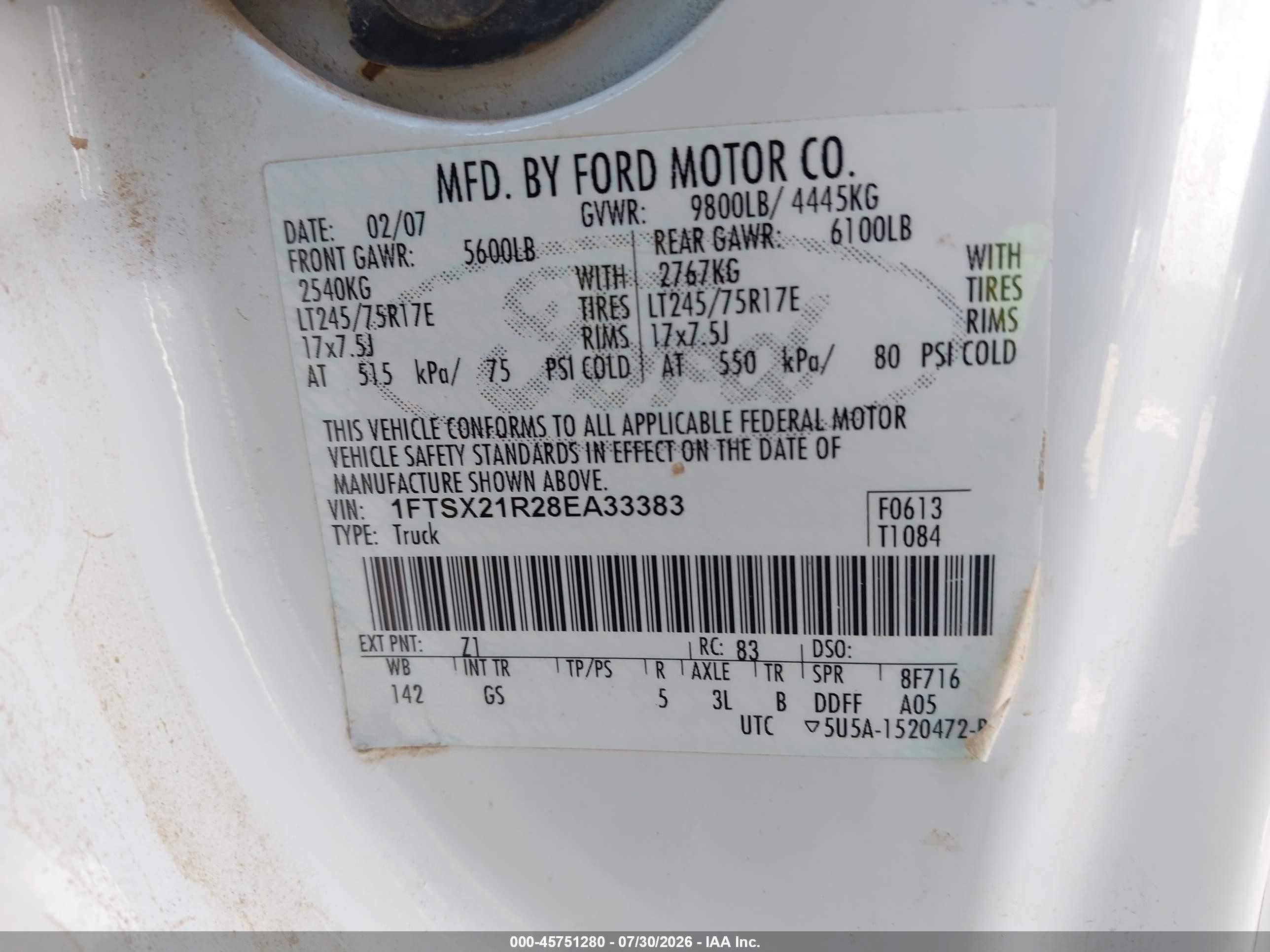 2008 Ford Super Duty F-250 Srw White vin: 1FTSX21R28EA33383