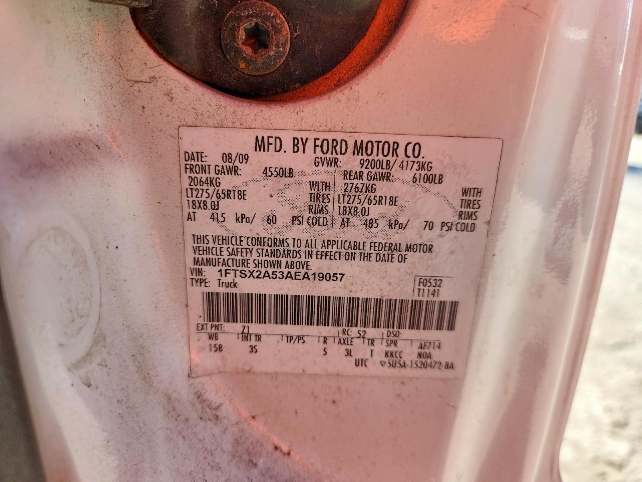 2010 Ford F250 Super Duty White vin: 1FTSX2A53AEA19057