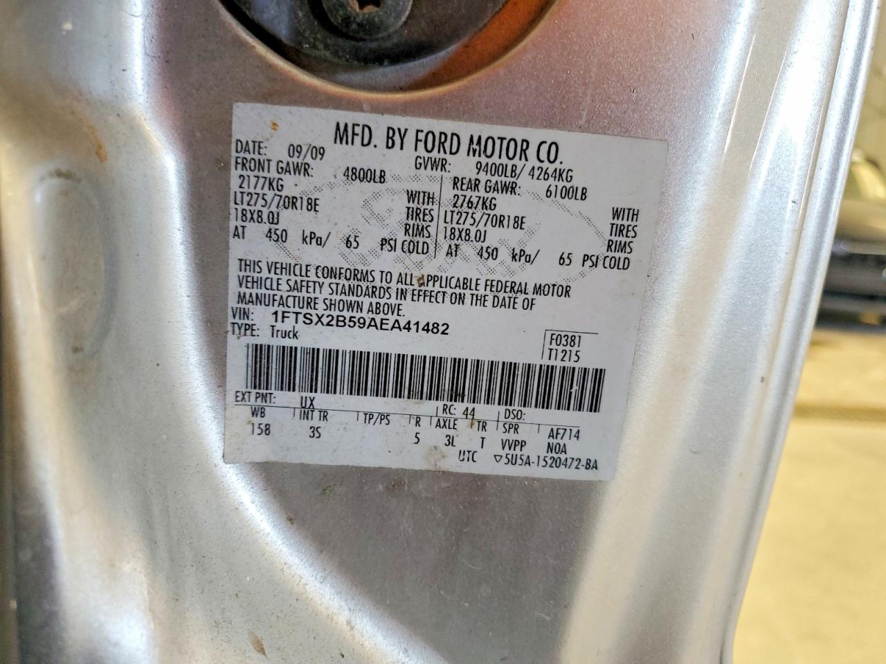 2010 Ford F250 Super Duty Silver vin: 1FTSX2B59AEA41482