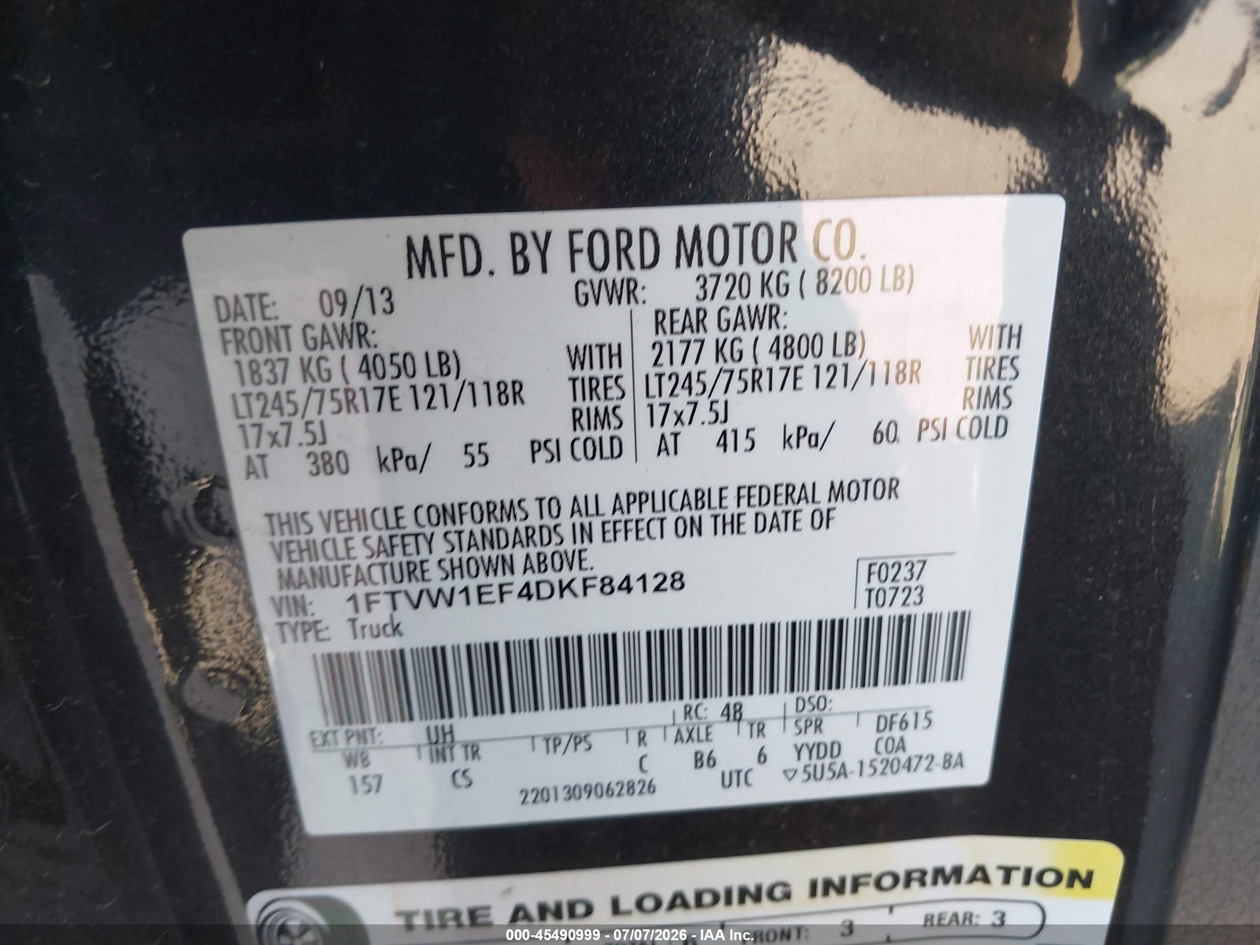 2013 Ford F-150 Xl W/hd Payload Pkg Black vin: 1FTVW1EF4DKF84128