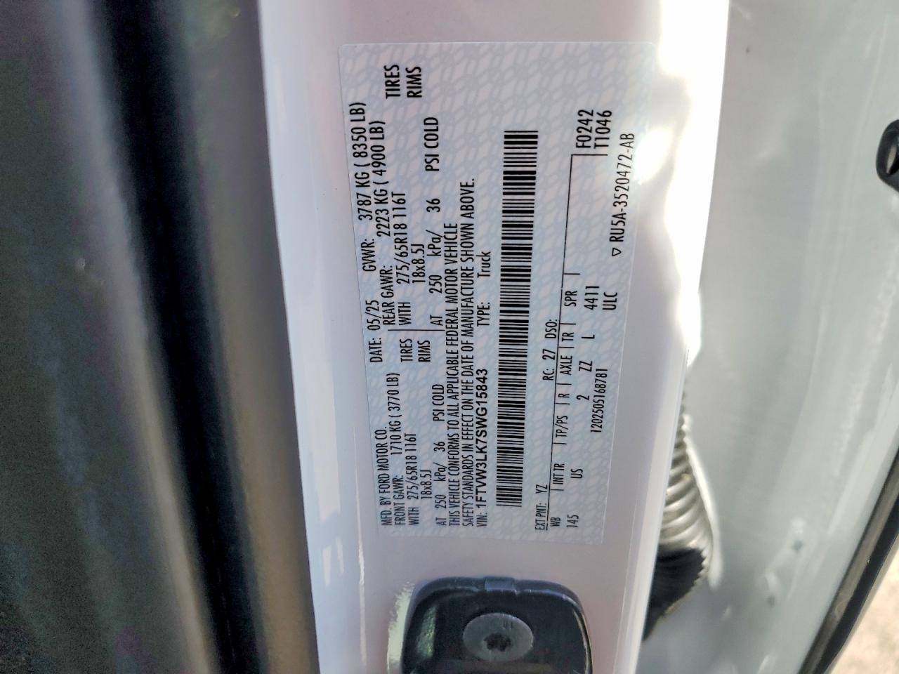 2025 Ford F150 Lightning Xlt White vin: 1FTVW3LK7SWG15843