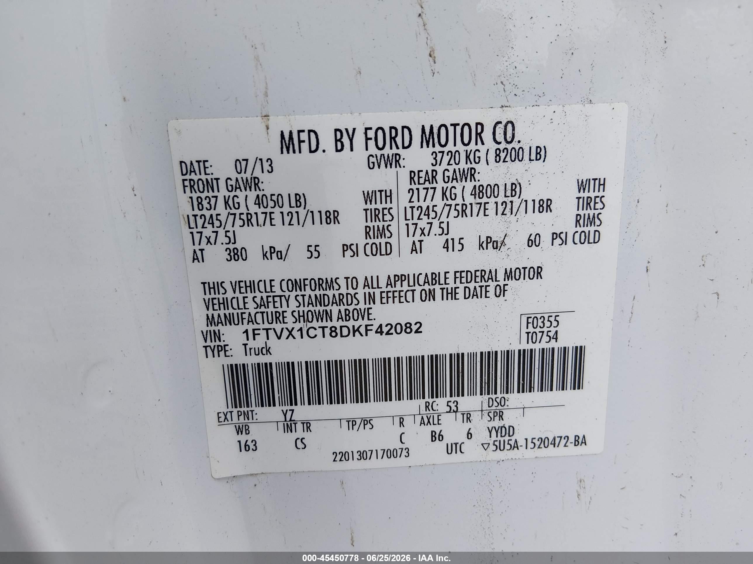 2013 Ford F-150 Xl W/hd Payload Pkg White vin: 1FTVX1CT8DKF42082
