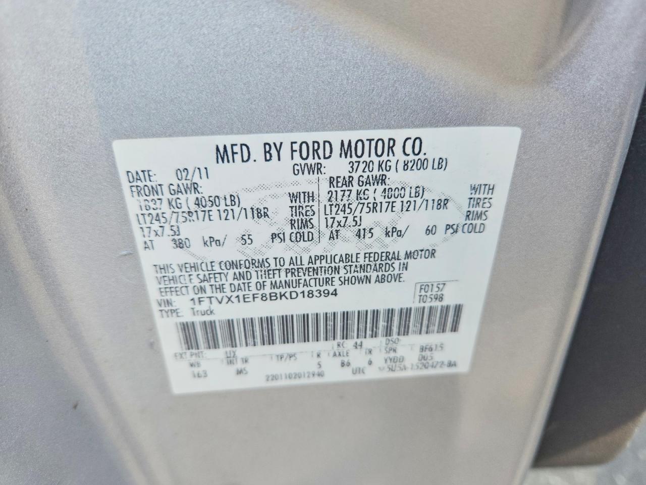 2011 Ford F150 Super Cab Серебряный vin: 1FTVX1EF8BKD18394