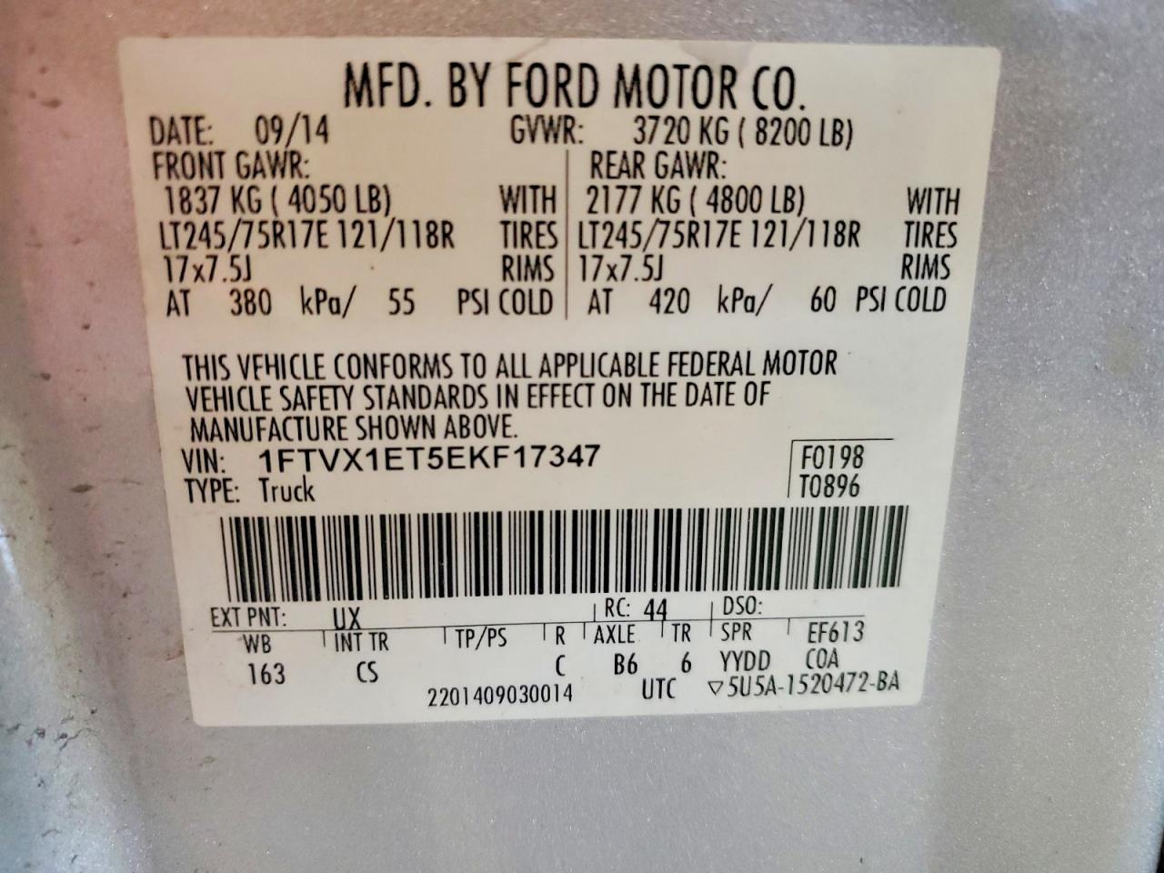 2014 Ford F150 Super Cab Silver vin: 1FTVX1ET5EKF17347
