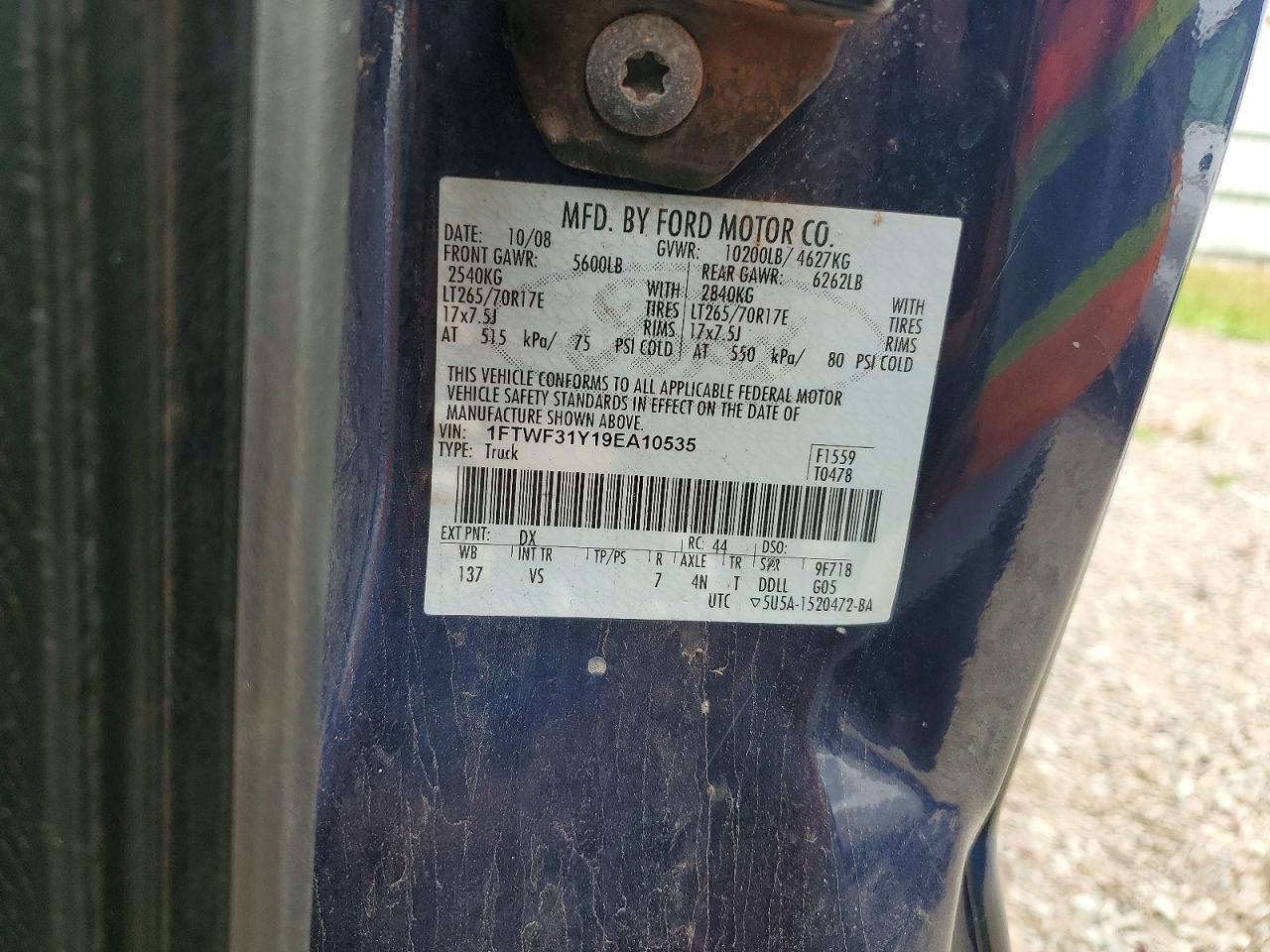 2009 Ford F350 Super Duty Blue vin: 1FTWF31Y19EA10535