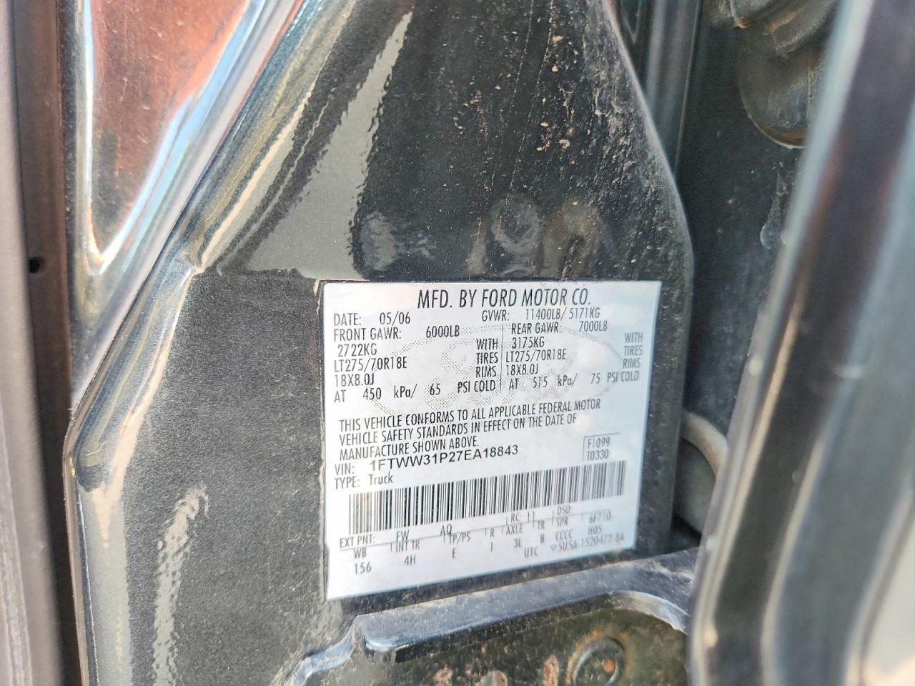 2007 Ford F350 Srw Super Duty Green vin: 1FTWW31P27EA18843