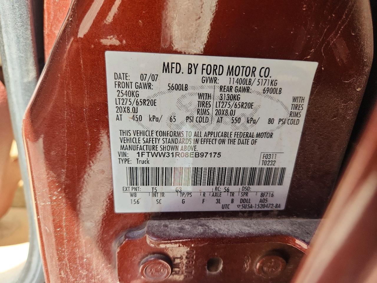 2008 Ford F350 Srw Super Duty Brown vin: 1FTWW31R08EB97175