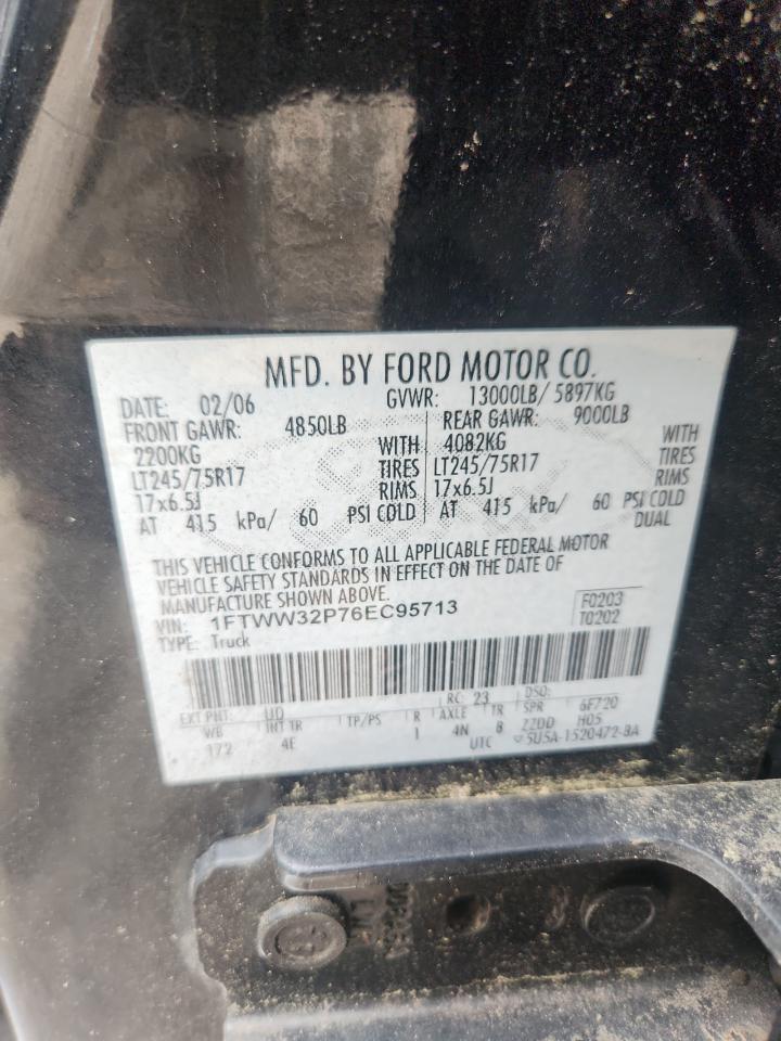 2006 Ford F350 Super Duty Black vin: 1FTWW32P76EC95713