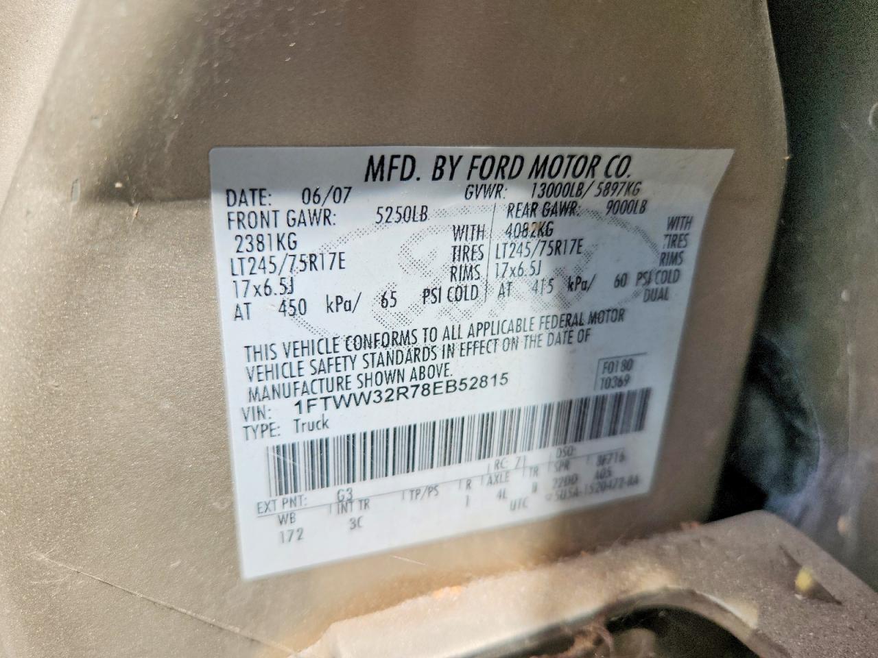 2008 Ford F350 Super Duty Gold vin: 1FTWW32R78EB52815