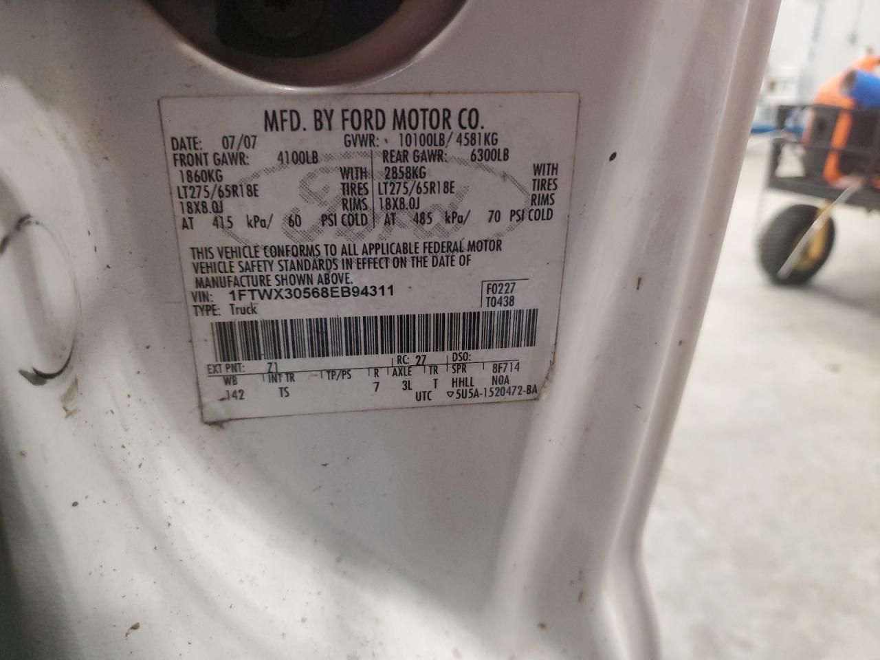 2008 Ford F350 Srw Super Duty White vin: 1FTWX30568EB94311