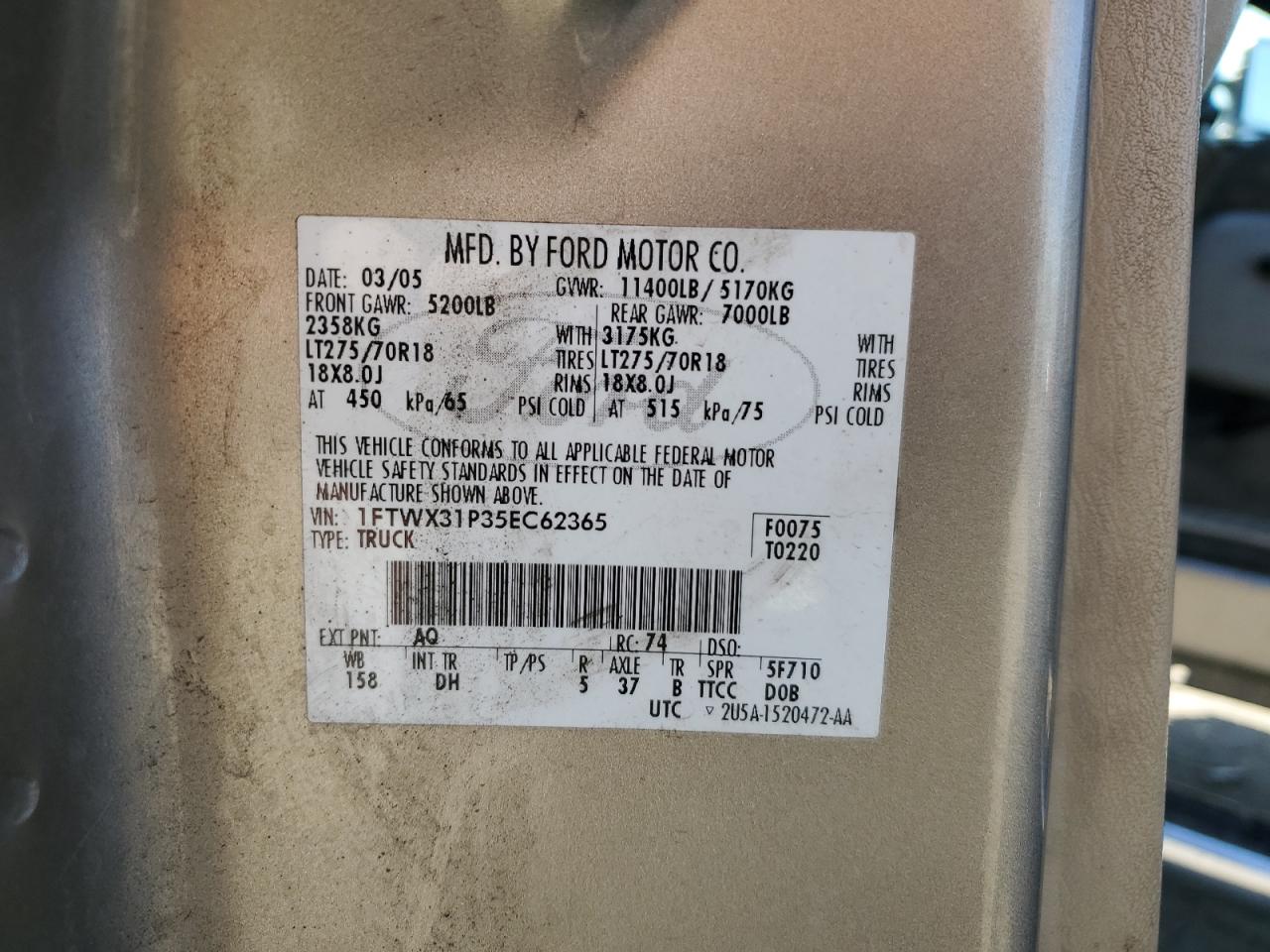 2005 Ford F350 Srw Super Duty Tan vin: 1FTWX31P35EC62365