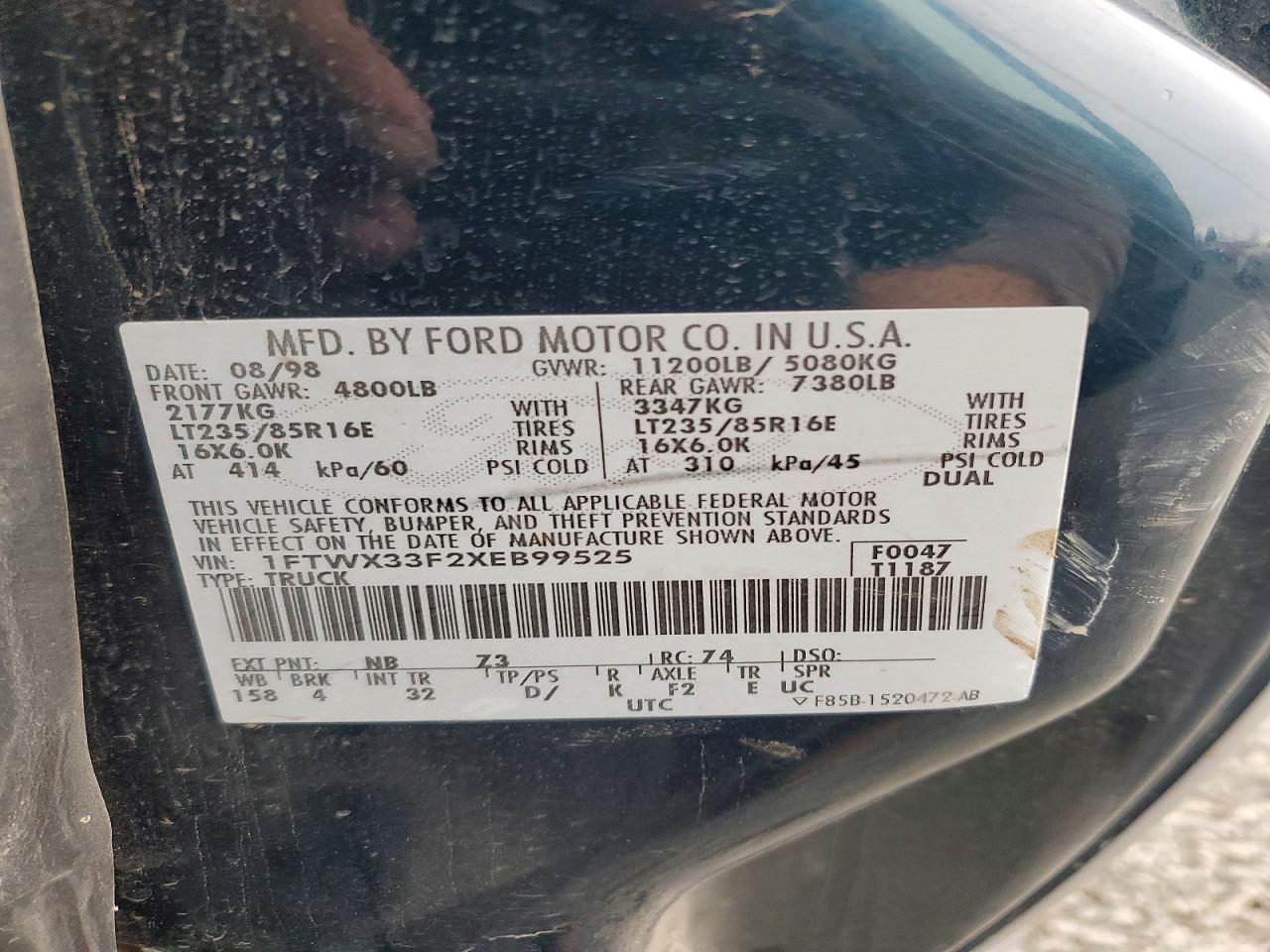 1999 Ford F350 Super Duty Blue vin: 1FTWX33F2XEB99525