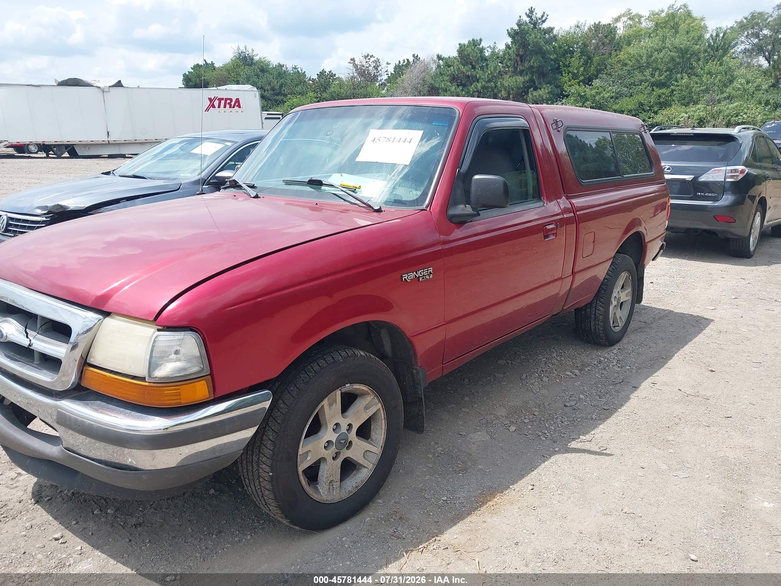 1998 Ford Ranger Splash/xl/xlt Red vin: 1FTYR10C9WUD04695