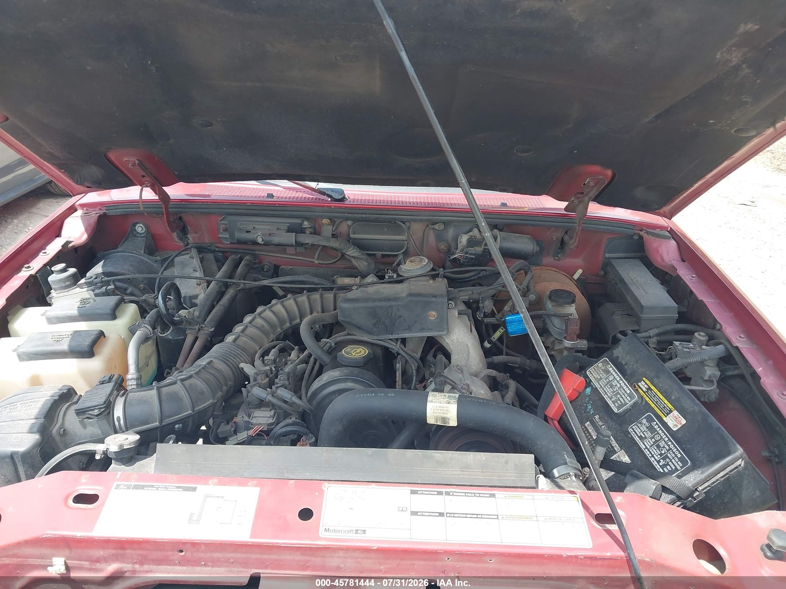 1998 Ford Ranger Splash/xl/xlt Red vin: 1FTYR10C9WUD04695
